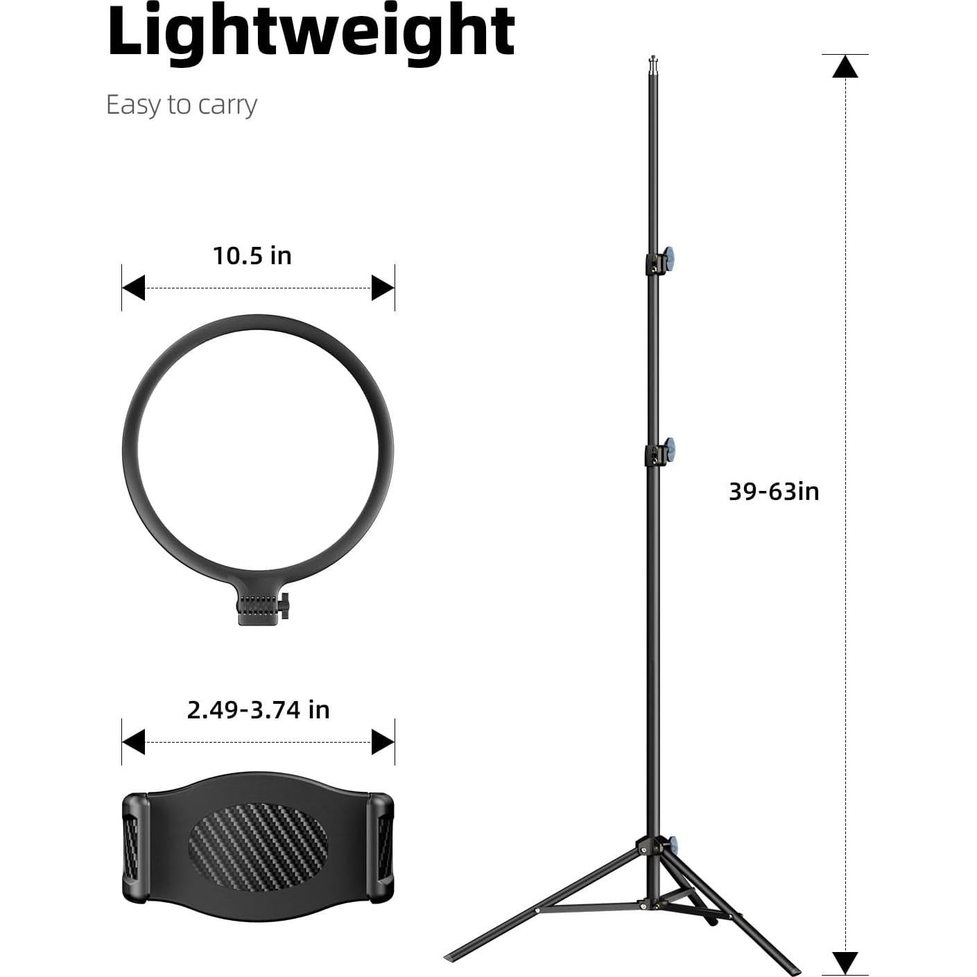 Luz de Anillo LED 10.5" Weilisi con Trípode 69" y Soporte