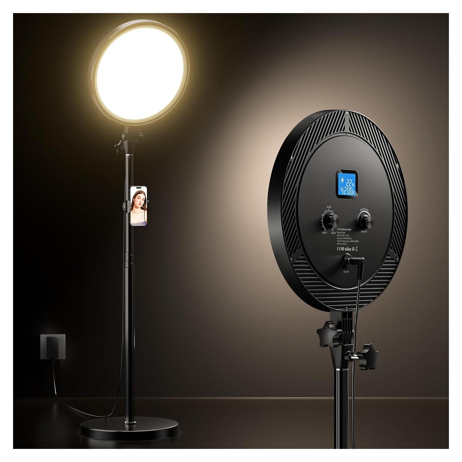 Luz de Anillo Profesional UBeesize 6500K con Soporte y Control Remoto