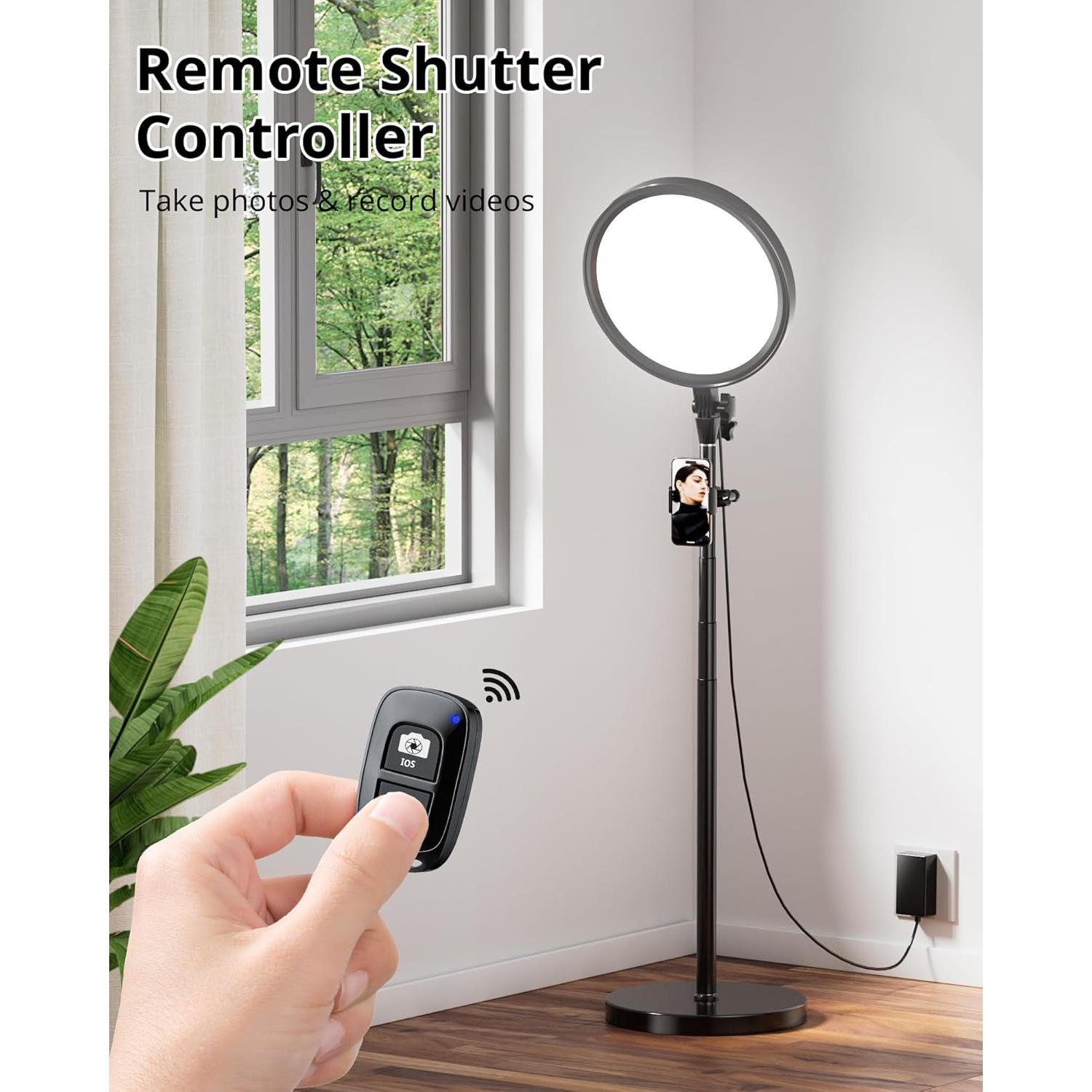 Luz de Anillo Profesional UBeesize 6500K con Soporte y Control Remoto