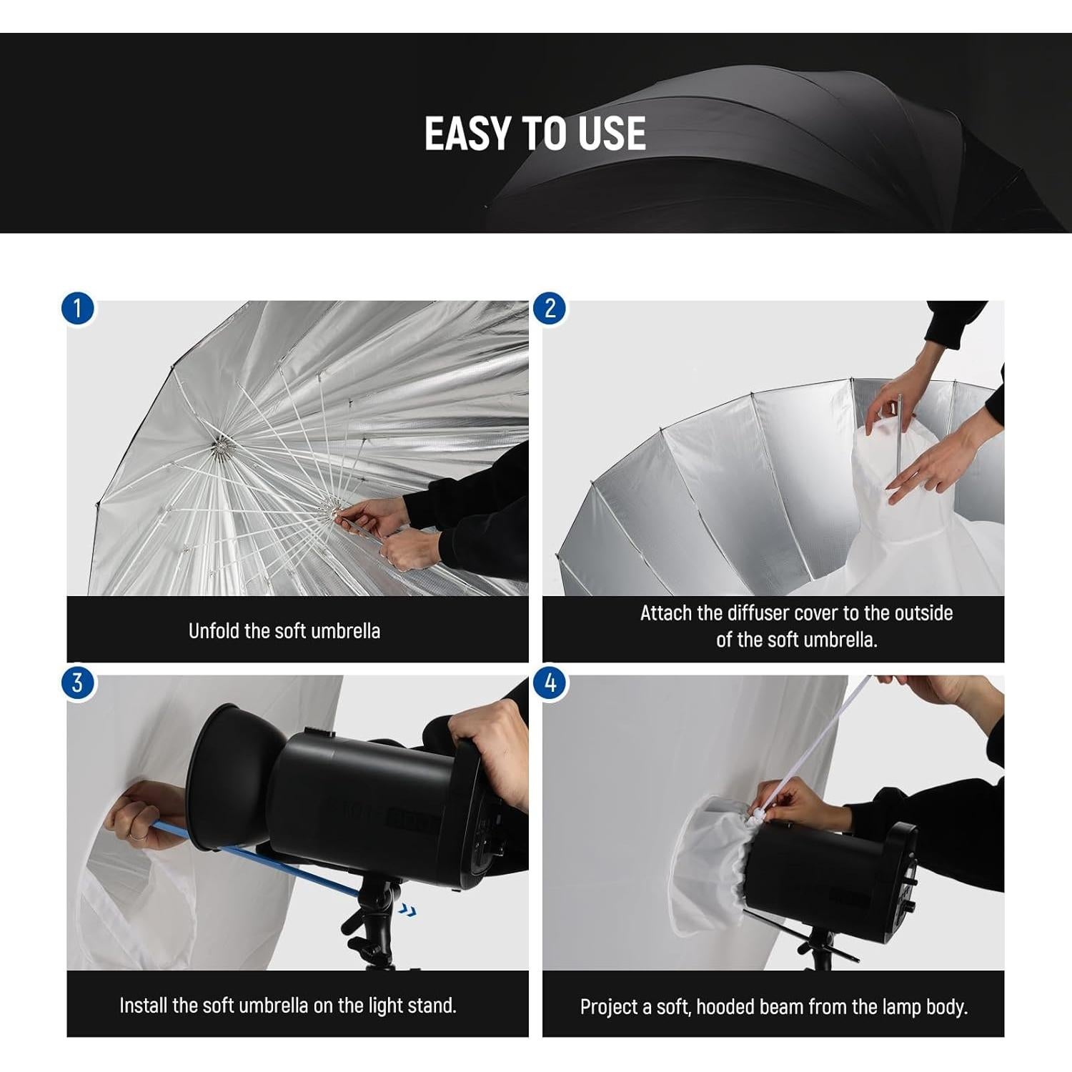 Paraguas Reflectante Parabólico NEEWER 165cm con Difusor