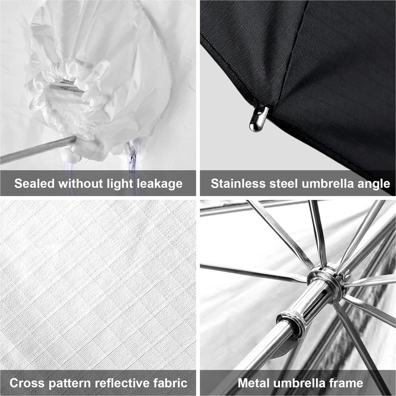 Godox UBL-85S 85cm 33.4” Black Silver Reflective Umbrella Photography Studio Soft Light Umbrella with Large Diffuser Cover for Video Shooting