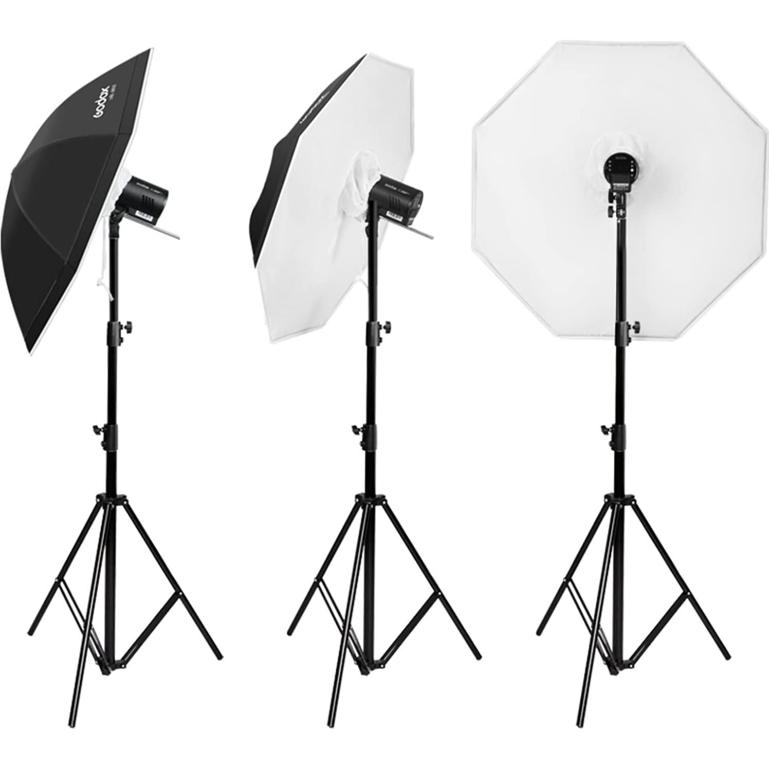 Godox UBL-85S 85cm 33.4” Black Silver Reflective Umbrella Photography Studio Soft Light Umbrella with Large Diffuser Cover for Video Shooting