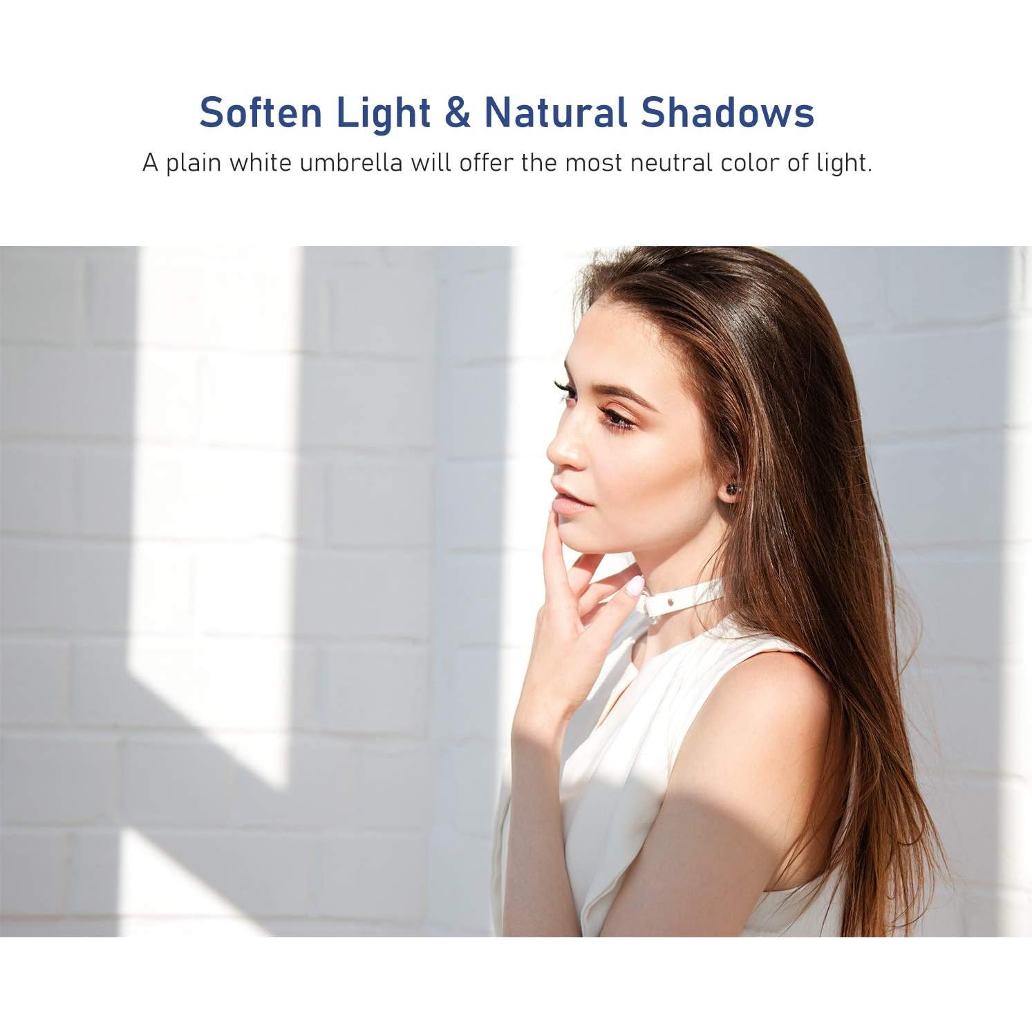 LimoStudio [2 Pack] 33 inch Diameter White Umbrella for Photography Video Studio, Lighting Reflector, Light Diffuser Control and Modifier for Delicate, Subtle Soft Light, AGG124-A