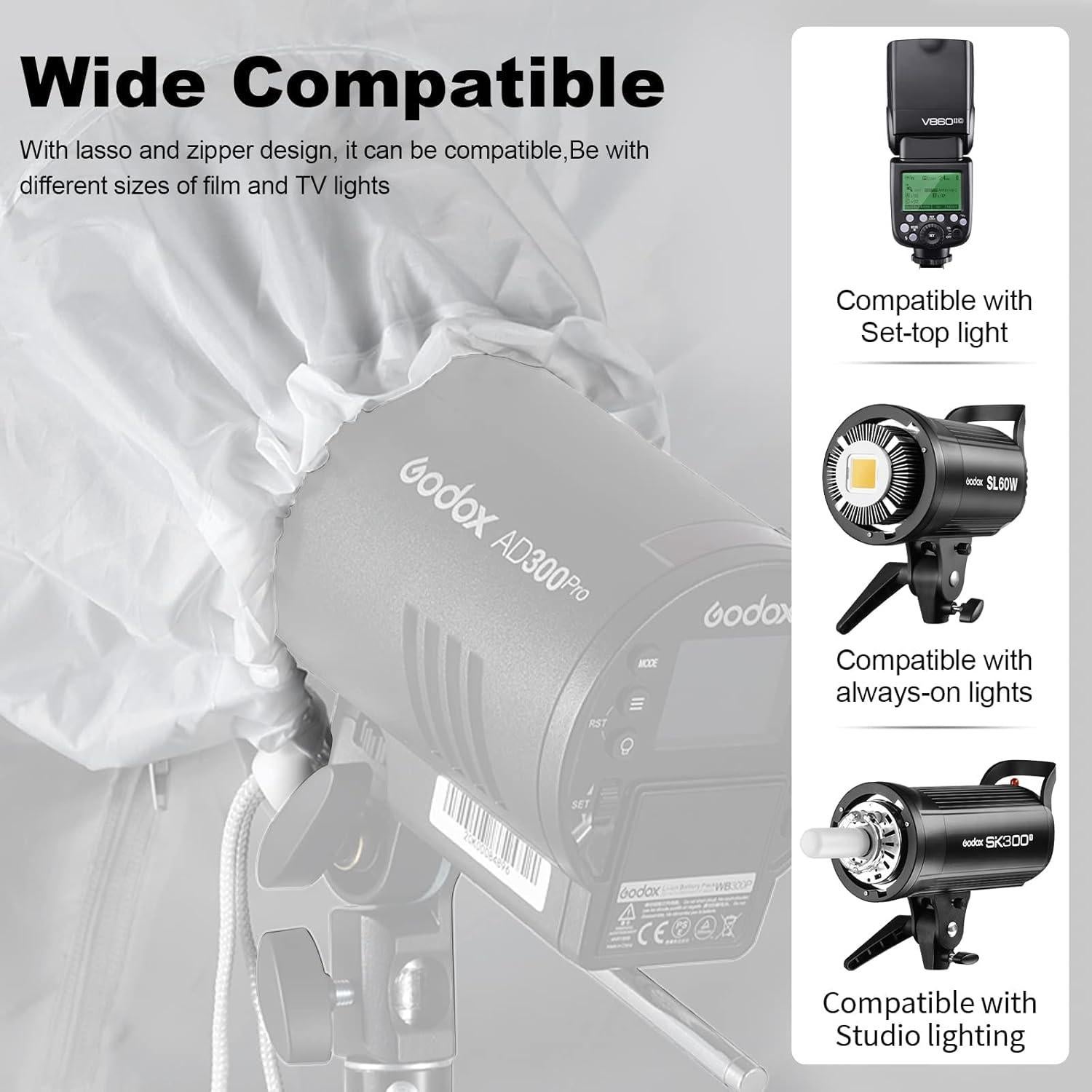 Godox UB-130W 51.2" 130cm Deep Parabolic Reflective Umbrella White Inner Photography Studio Soft Light Withe Umbrella with Diffuser Cover for Video Studio Shooting Speedlite Flash (130White)