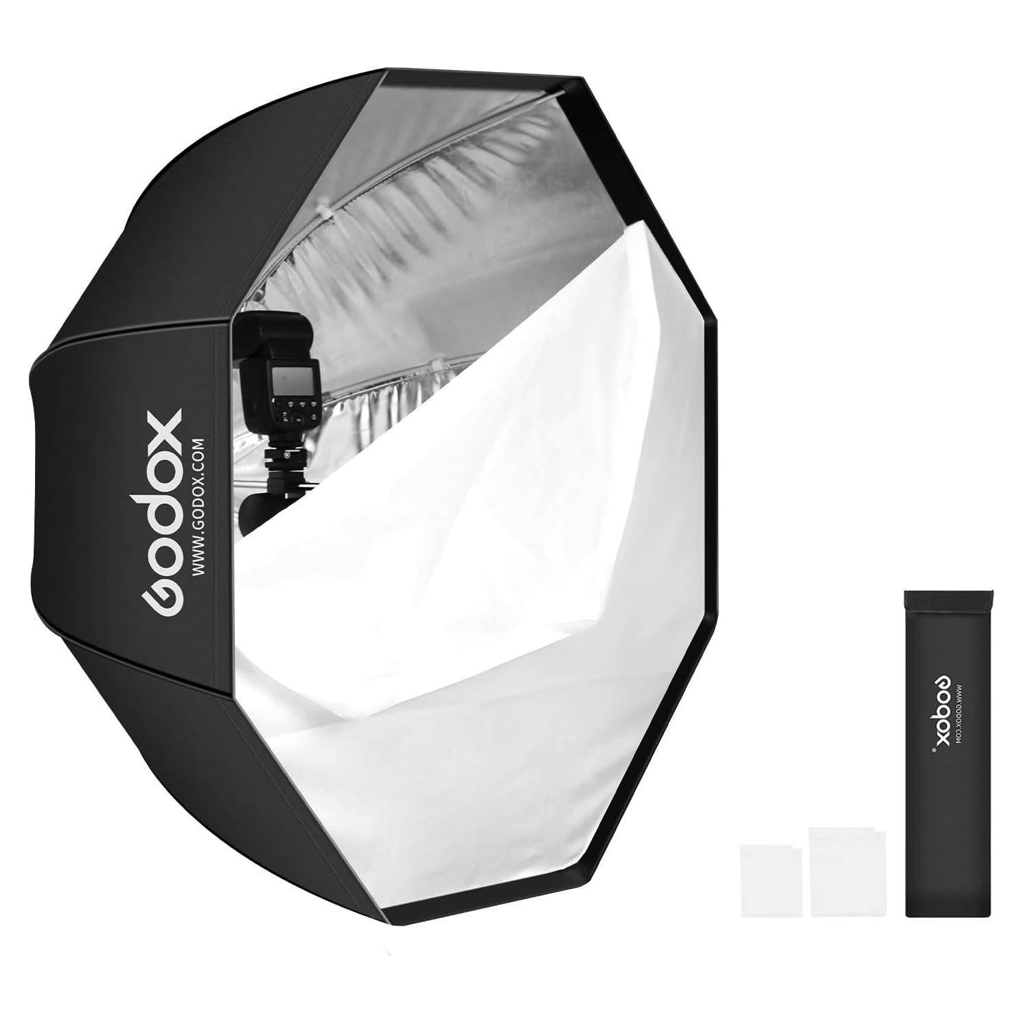 Godox 31.5" / 80cm Octagon Reflective Umbrella Soft Box Silver with Carrying Bag Portable Octagon Flash Umbrella Softbox Reflector Octabox for Studio Photography Flash Speed Light