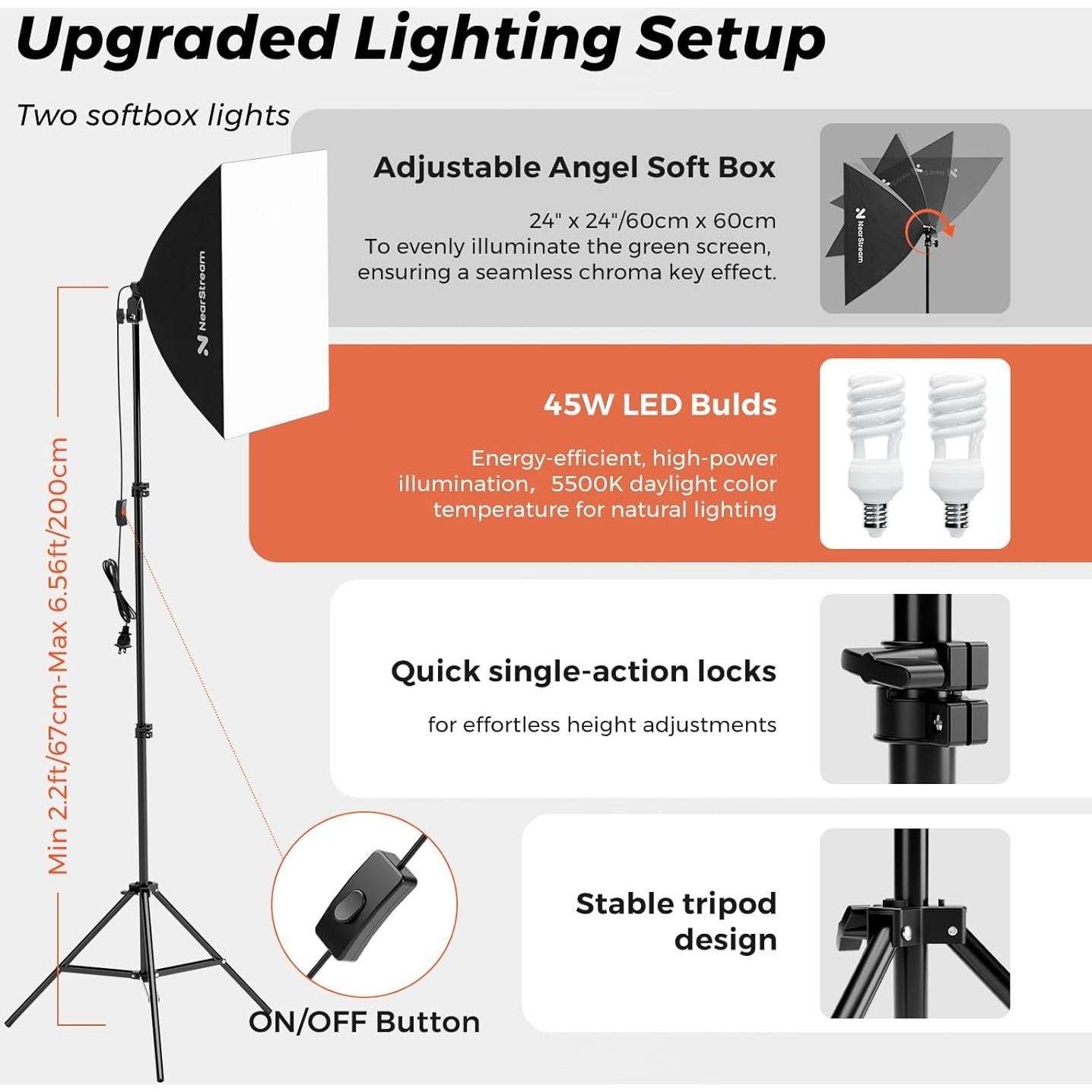 Kit de Iluminación Profesional VK40 con Fondo Verde 3x3m