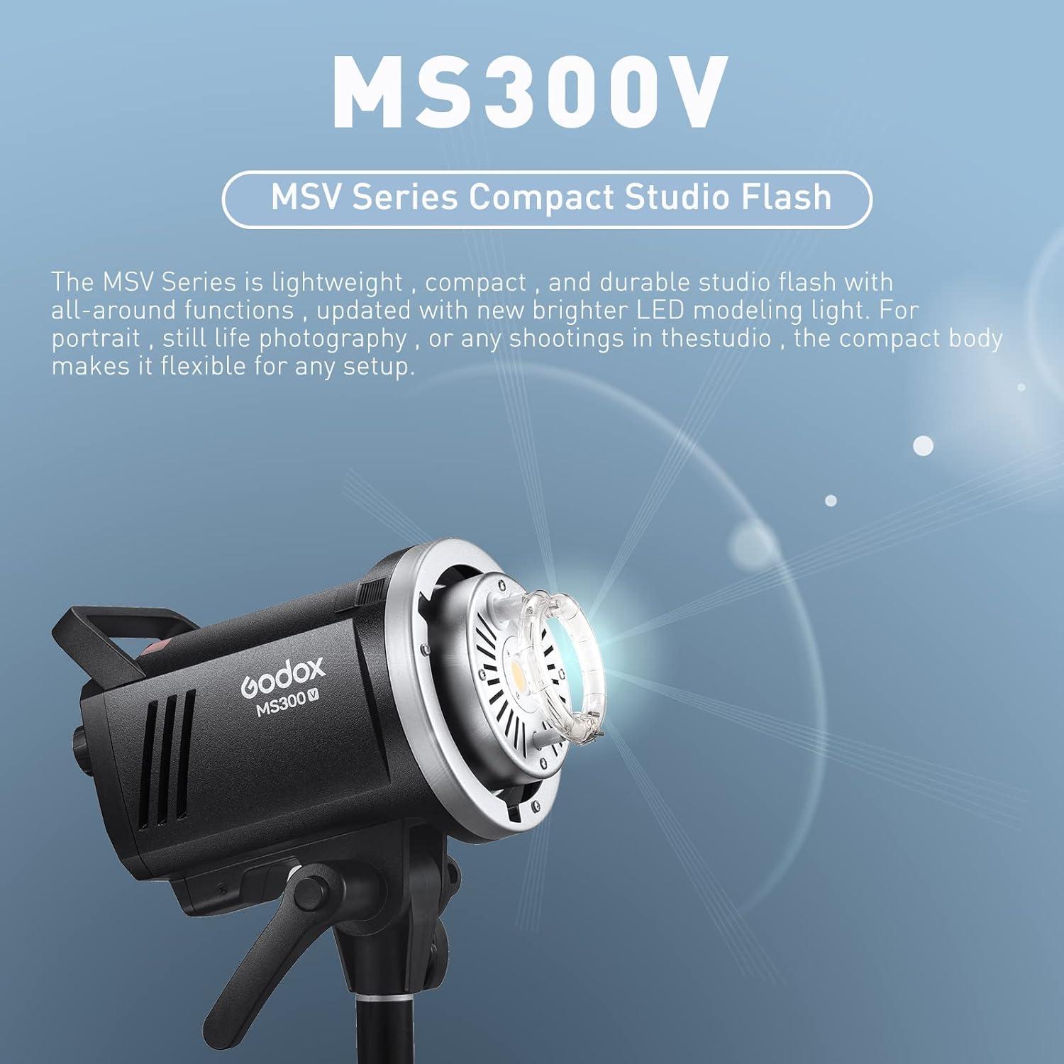 Kit de Flash de Estudio Godox MS300V - 2x 300W, 2 Softboxes, 2 Soportes