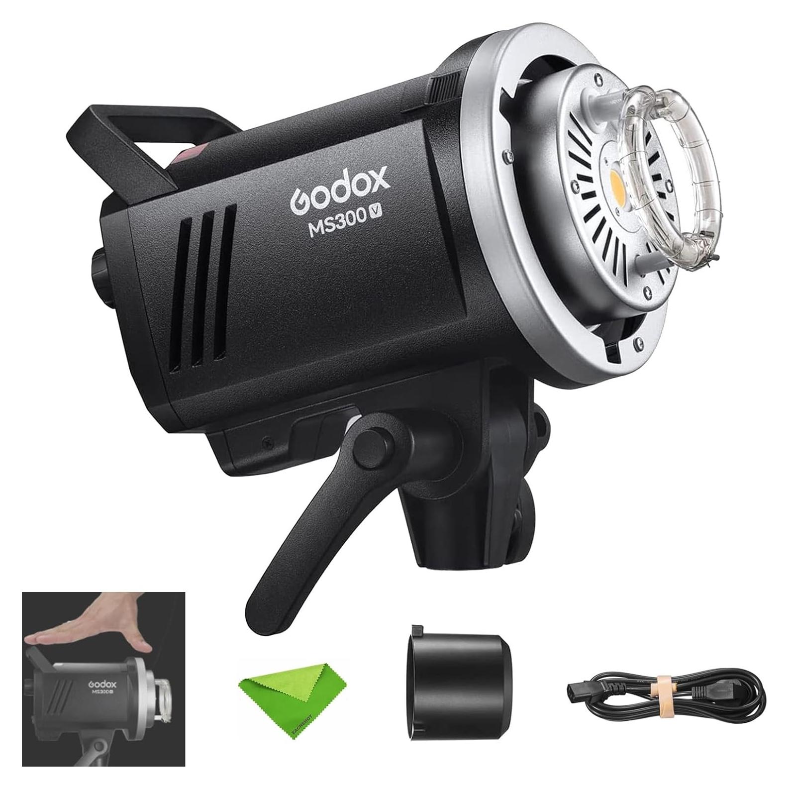 Godox MS300V 300W Studio Flash 5800±200K 0.1~1.8S Recycle Time with LED Modeling Lamp LED Light Strobe Flash Monolight for Studio, Portrait, Commerce Photography, etc (MS300 Upgraded Version)