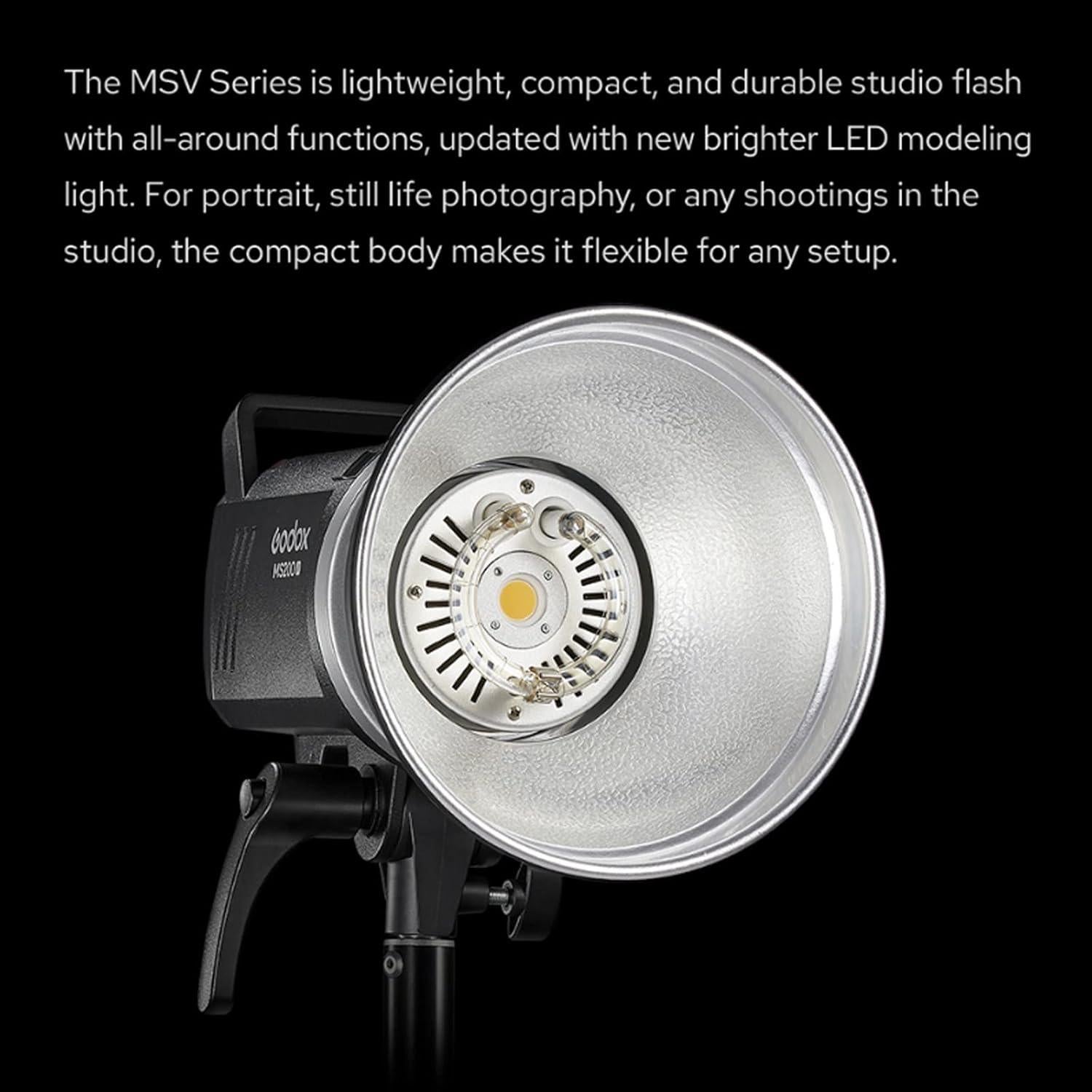 Godox MS300V 300W Studio Flash 5800±200K 0.1~1.8S Recycle Time with LED Modeling Lamp LED Light Strobe Flash Monolight for Studio, Portrait, Commerce Photography, etc (MS300 Upgraded Version)