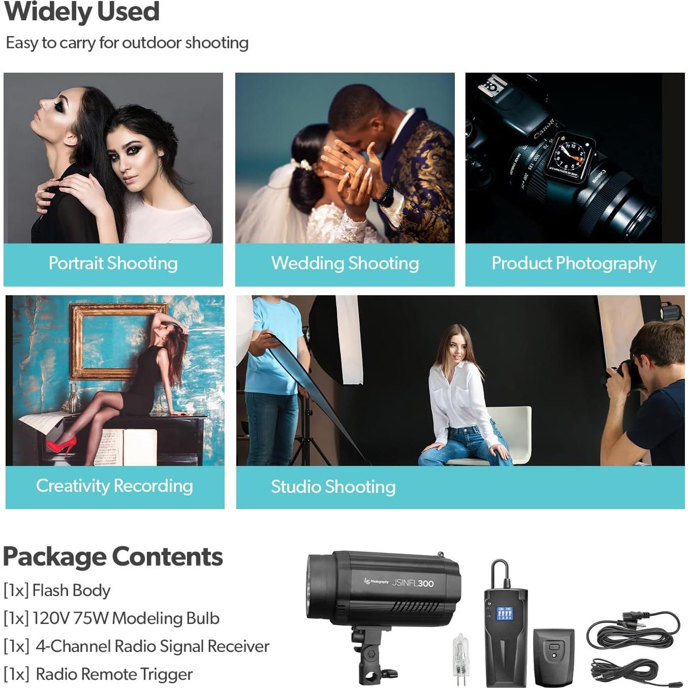 Flash Estroboscópico LimoStudio 300W con Receptor Remoto