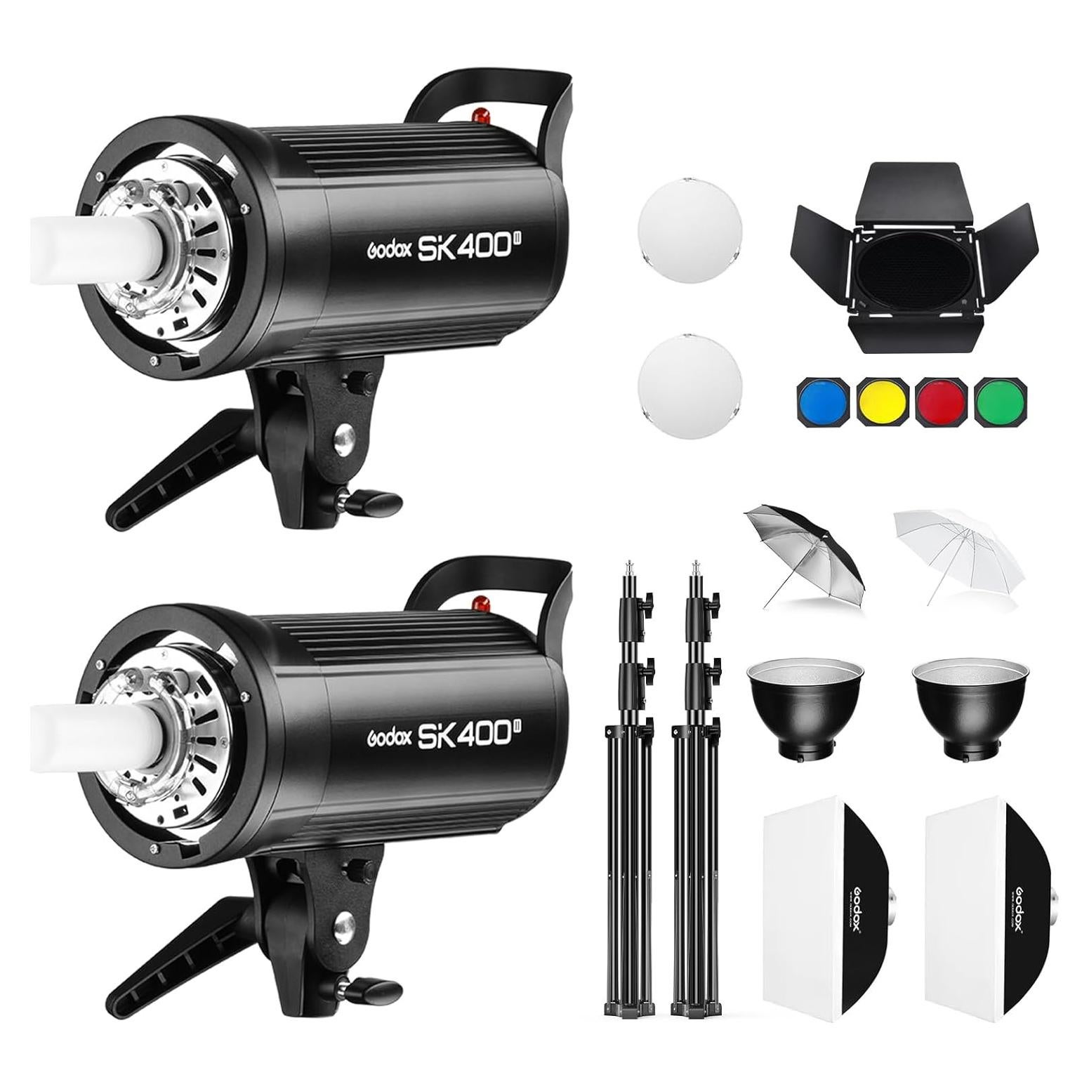 Kit de Iluminación Estudio Godox SK400II 800Ws con Accesorios