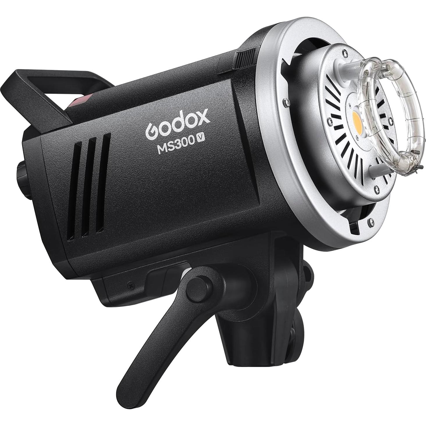 Godox MS300-V Upgraded Studio Flash Light 300Ws Strobe Light GN58 0.1-1.8S Recycle Time 5600±200K 2.4G Wireless X System with 10W LED Modeling Lamp Bowens Mount for Fashion Advertising Photography