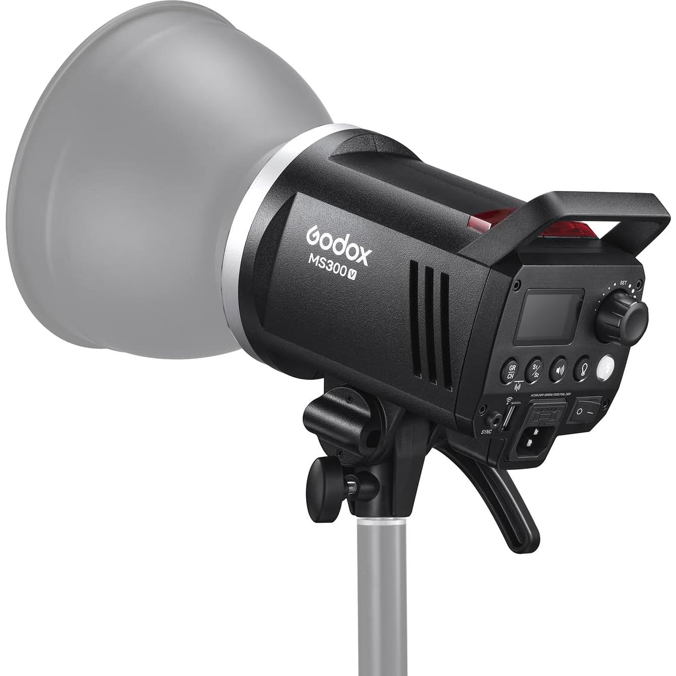 Godox MS300-V Upgraded Studio Flash Light 300Ws Strobe Light GN58 0.1-1.8S Recycle Time 5600±200K 2.4G Wireless X System with 10W LED Modeling Lamp Bowens Mount for Fashion Advertising Photography