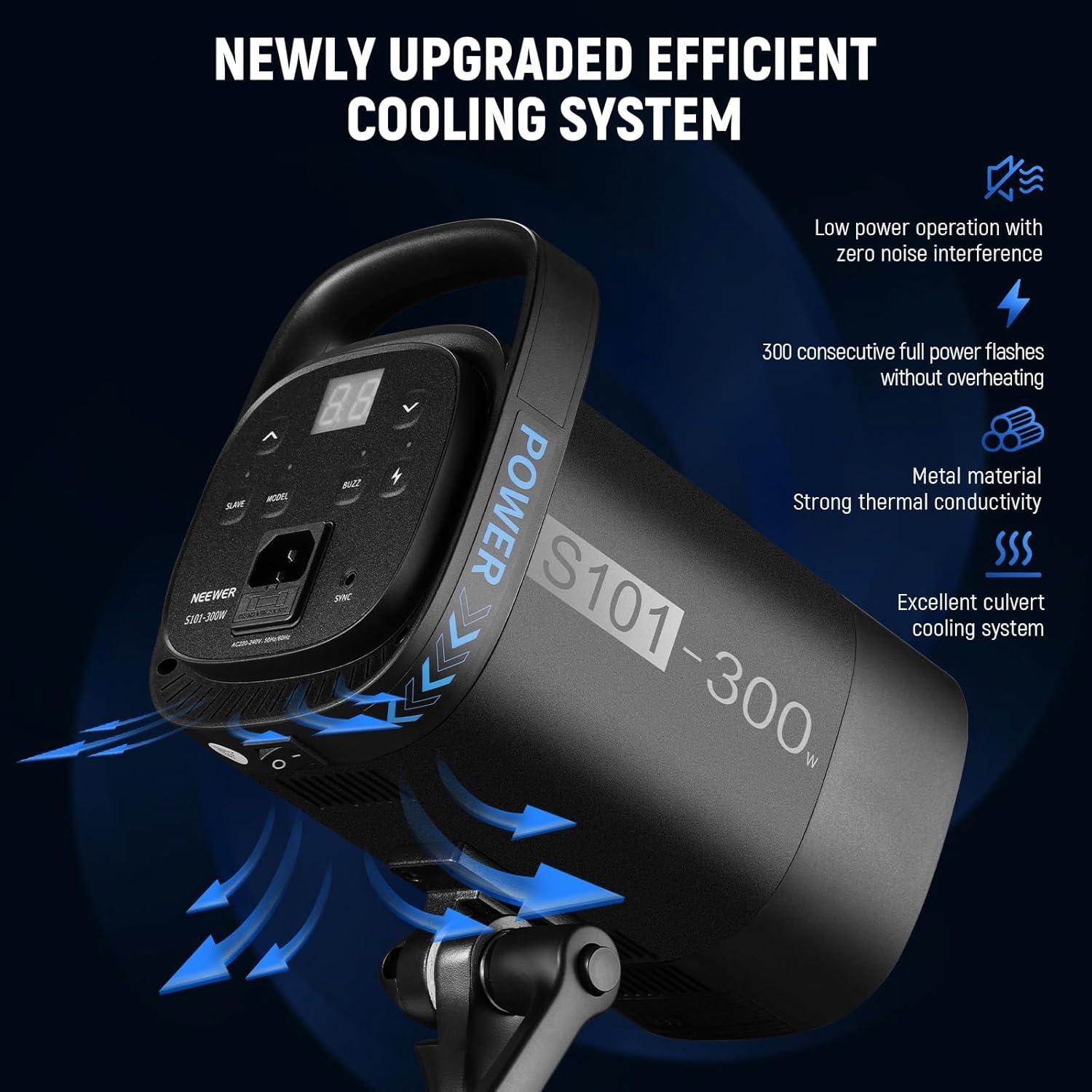 Flash Estroboscópico NEEWER S101-300W 300Ws 5600K para Estudio