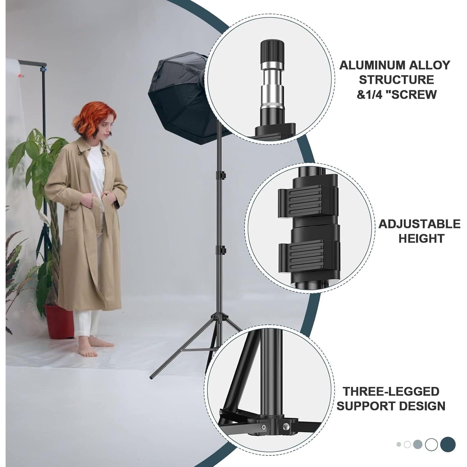 Soporte de Luz Plegable EMART 2 en 1 2.13 m para Fotografía