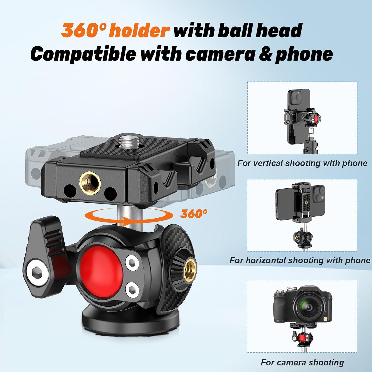 XXZU Photography Light Stand,83in/6.9ft Camera Tripod Stand with Ball Head,Reversible Portable Phone Tripod with Case,Light Stand Tripod for Camera/Phone/Flash/Webcam/Stage/Projector/Softbox