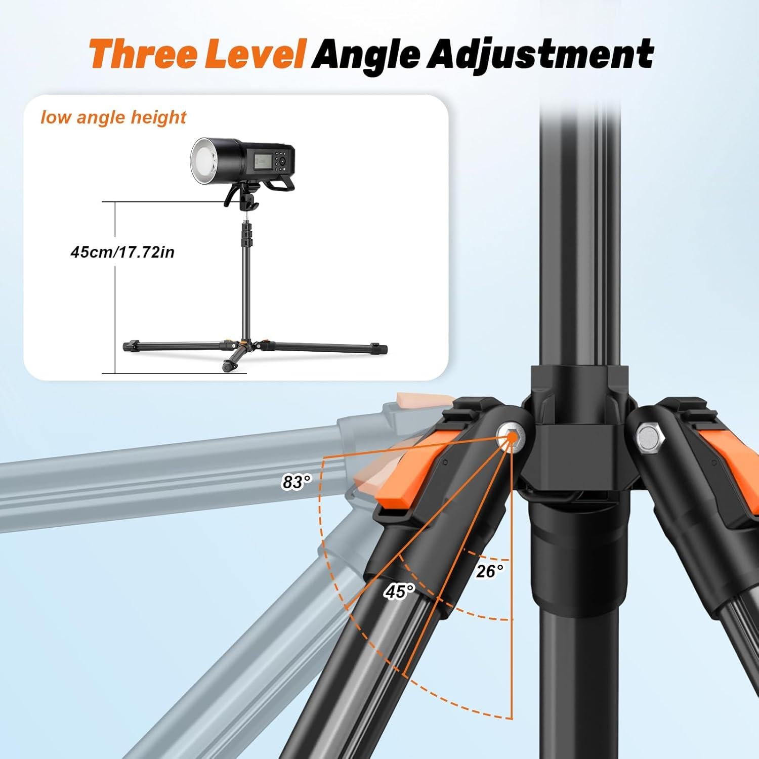 XXZU Photography Light Stand,83in/6.9ft Camera Tripod Stand with Ball Head,Reversible Portable Phone Tripod with Case,Light Stand Tripod for Camera/Phone/Flash/Webcam/Stage/Projector/Softbox