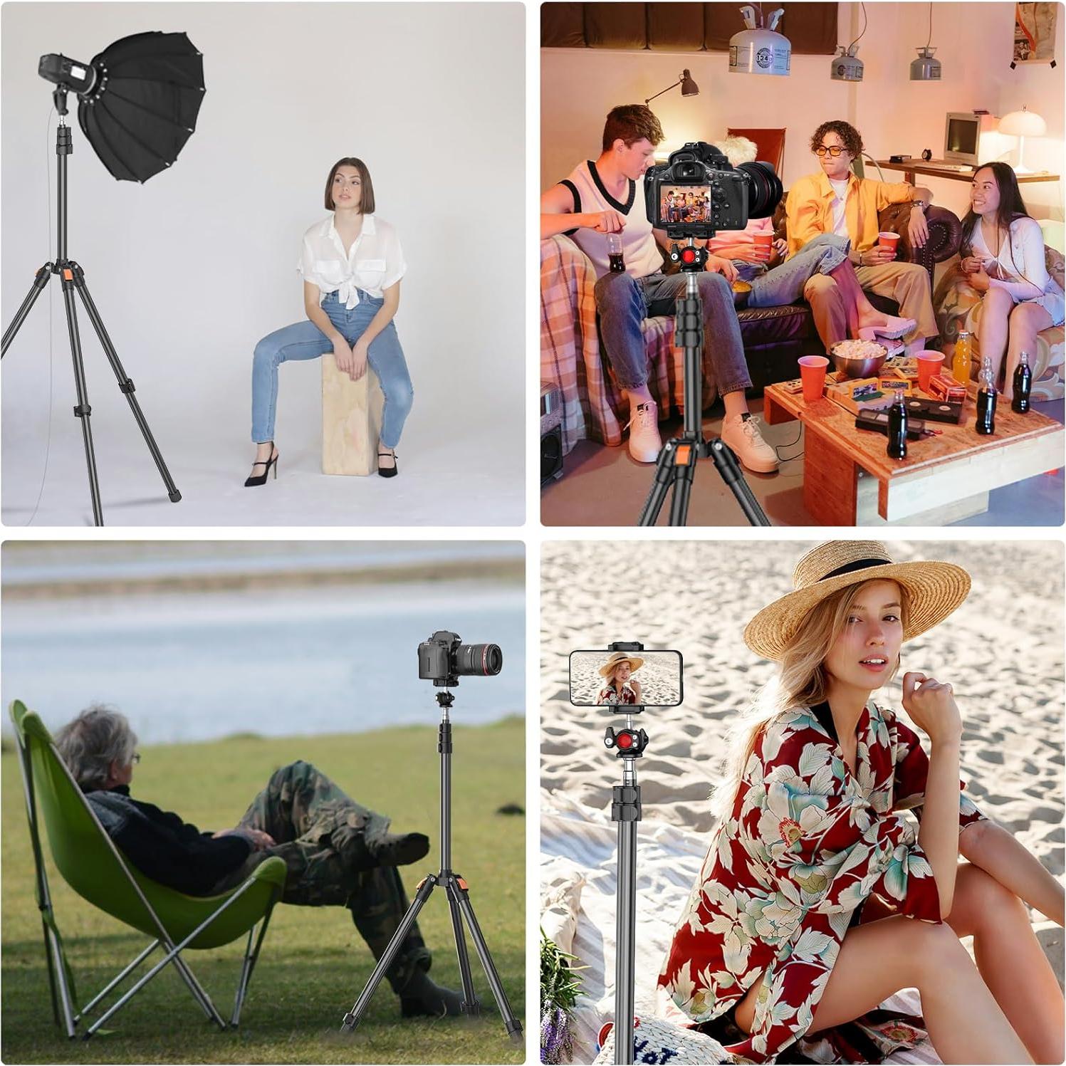 XXZU Photography Light Stand,83in/6.9ft Camera Tripod Stand with Ball Head,Reversible Portable Phone Tripod with Case,Light Stand Tripod for Camera/Phone/Flash/Webcam/Stage/Projector/Softbox
