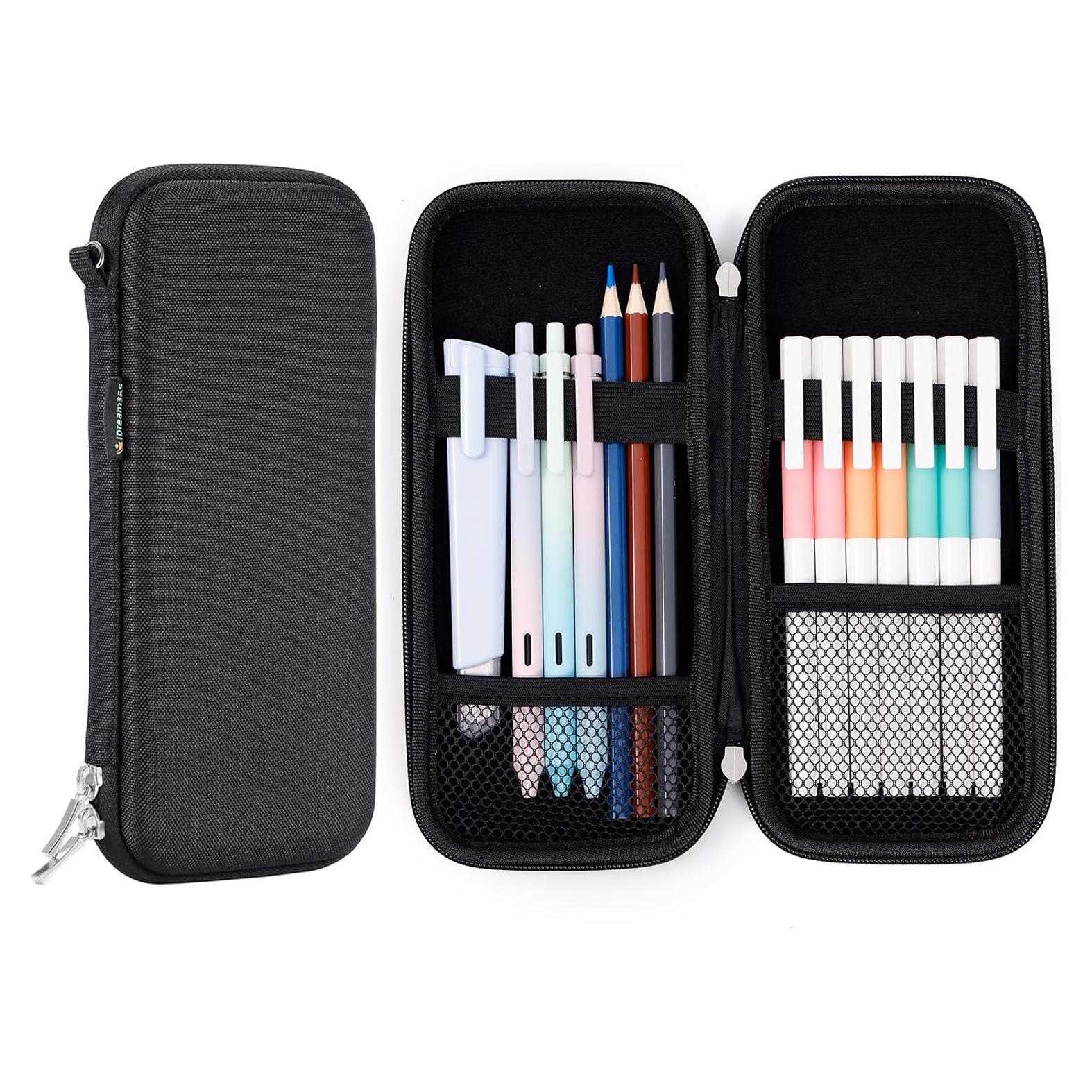 Caja de Lápices iDream365 Negra con Cremallera y Bolsillos