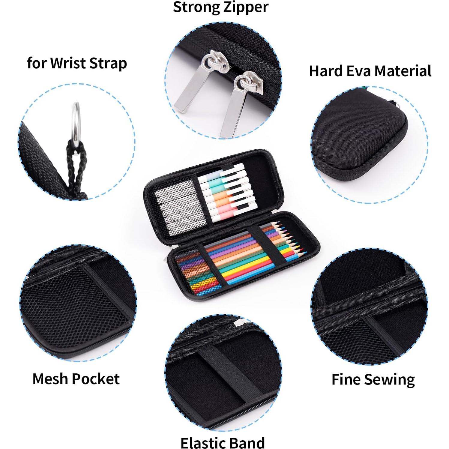 Caja de Lápices iDream365 Negra con Cremallera y Bolsillos