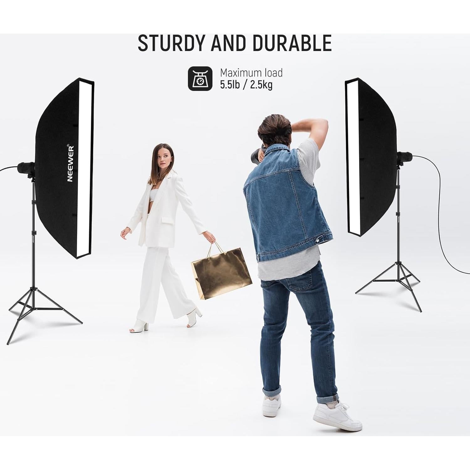 NEEWER Photography Light Stand, 7 Feet / 210cm Aluminum Alloy Photo Studio Tripod Stands for Video, Portrait and Photography Lighting, Reflectors, Soft Boxes, Umbrellas, Backgrounds (2 Pieces)