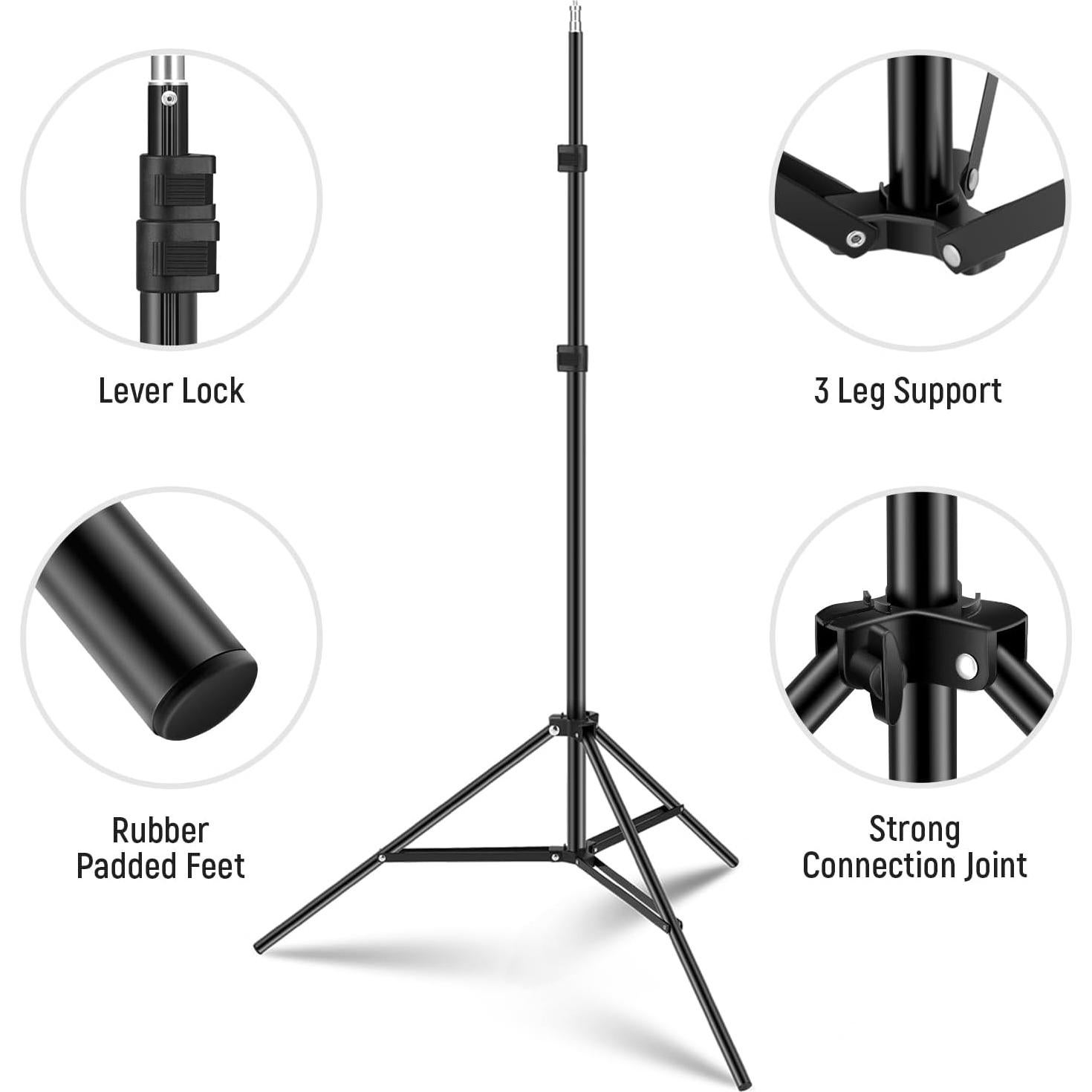 NEEWER Photography Light Stand, 7 Feet / 210cm Aluminum Alloy Photo Studio Tripod Stands for Video, Portrait and Photography Lighting, Reflectors, Soft Boxes, Umbrellas, Backgrounds (2 Pieces)