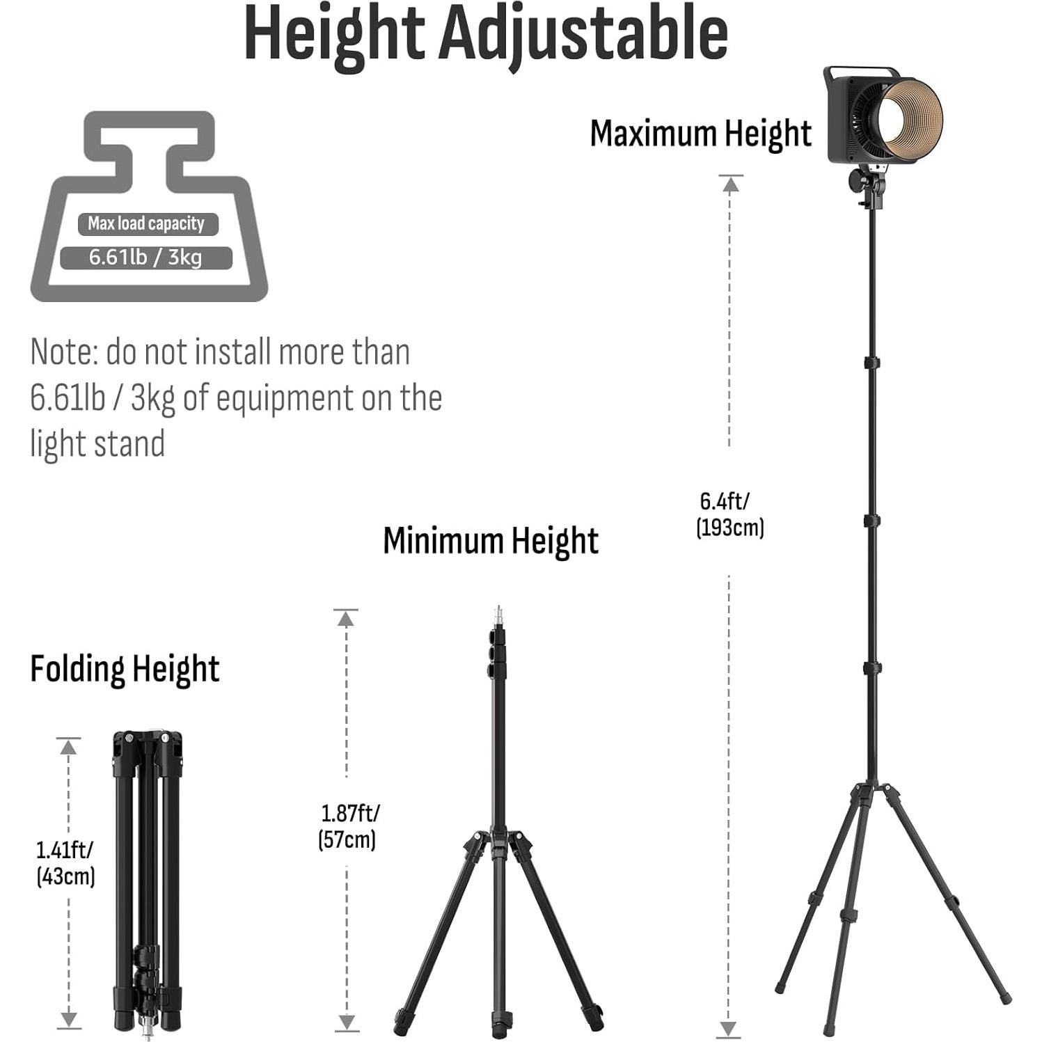 Soporte de Luz para Fotografía Lusweimi Trípode 193cm Plegable