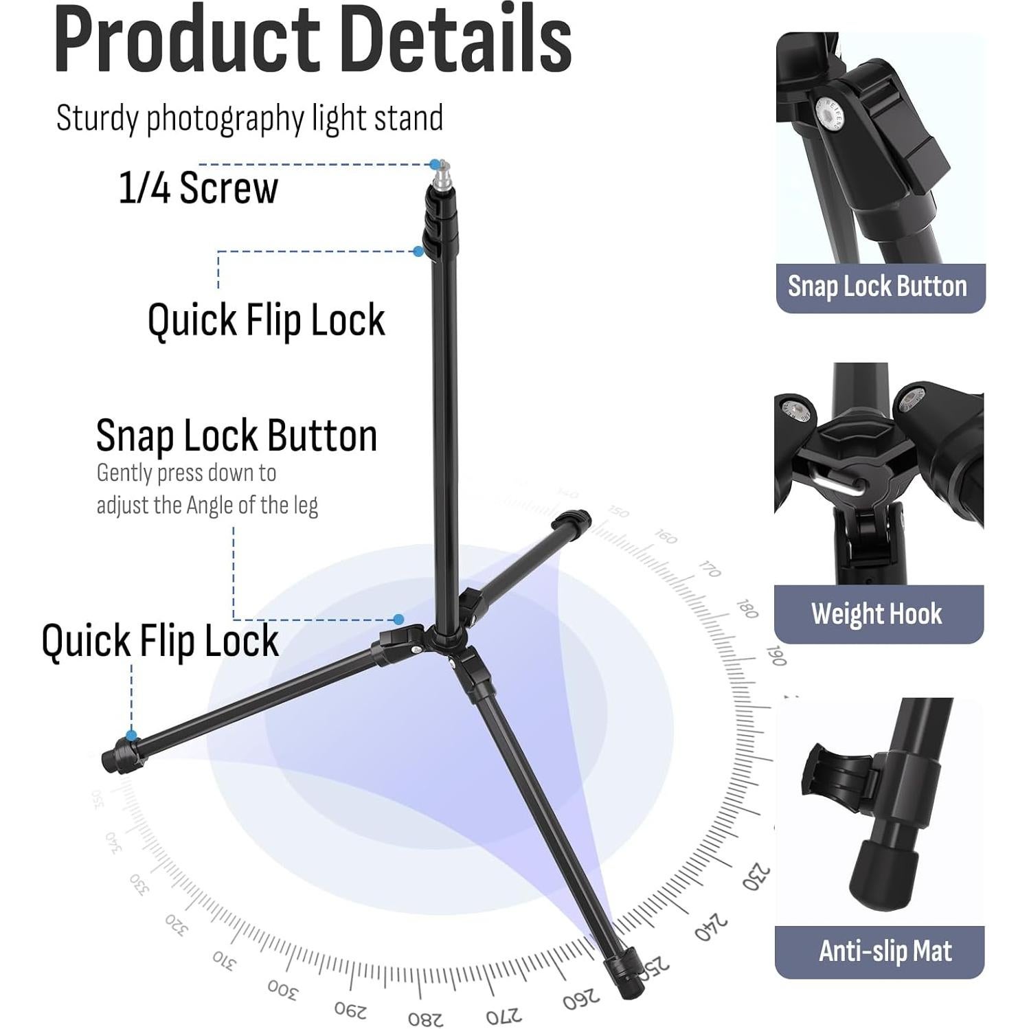 Soporte de Luz para Fotografía Lusweimi Trípode 193cm Plegable