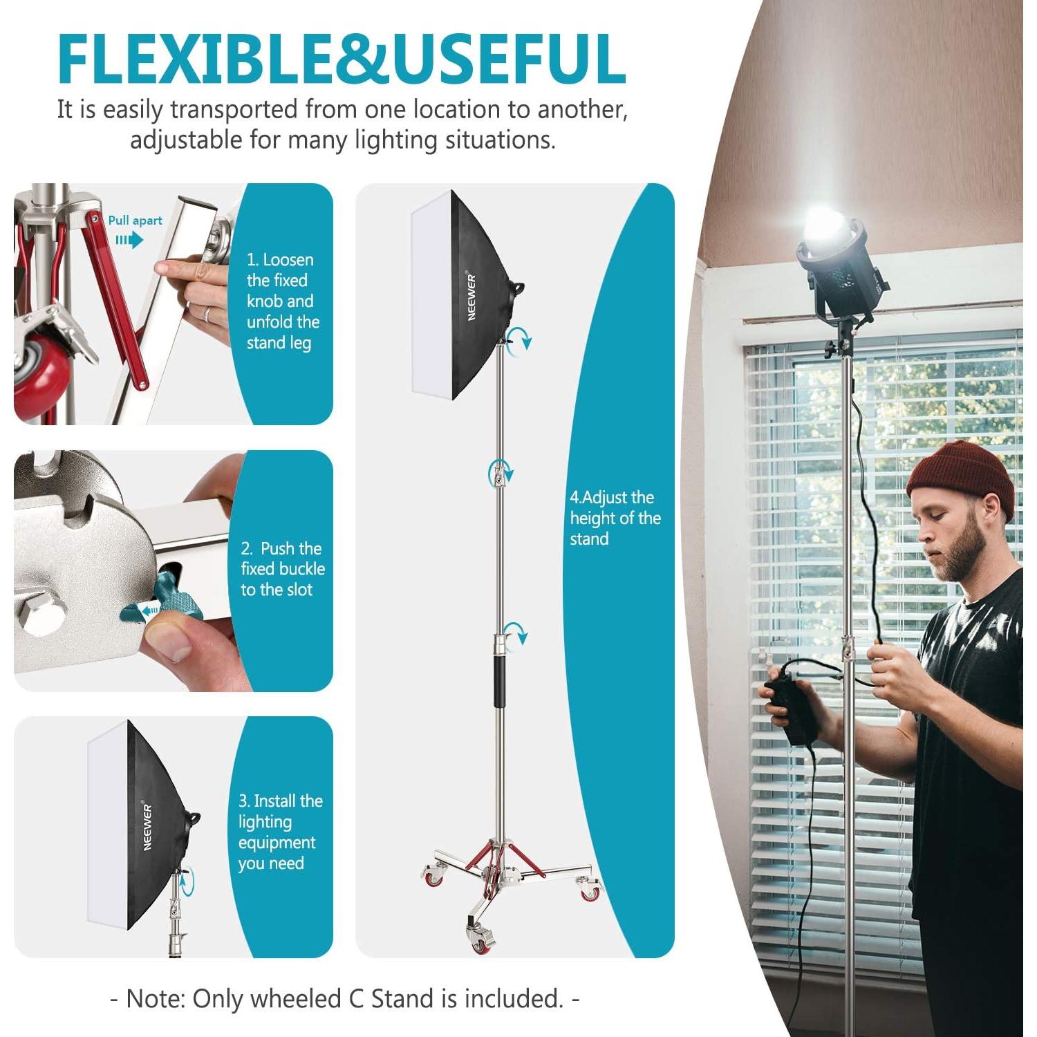 Soporte de Luz Neewer con Ruedas Ajustable 305cm 30kg