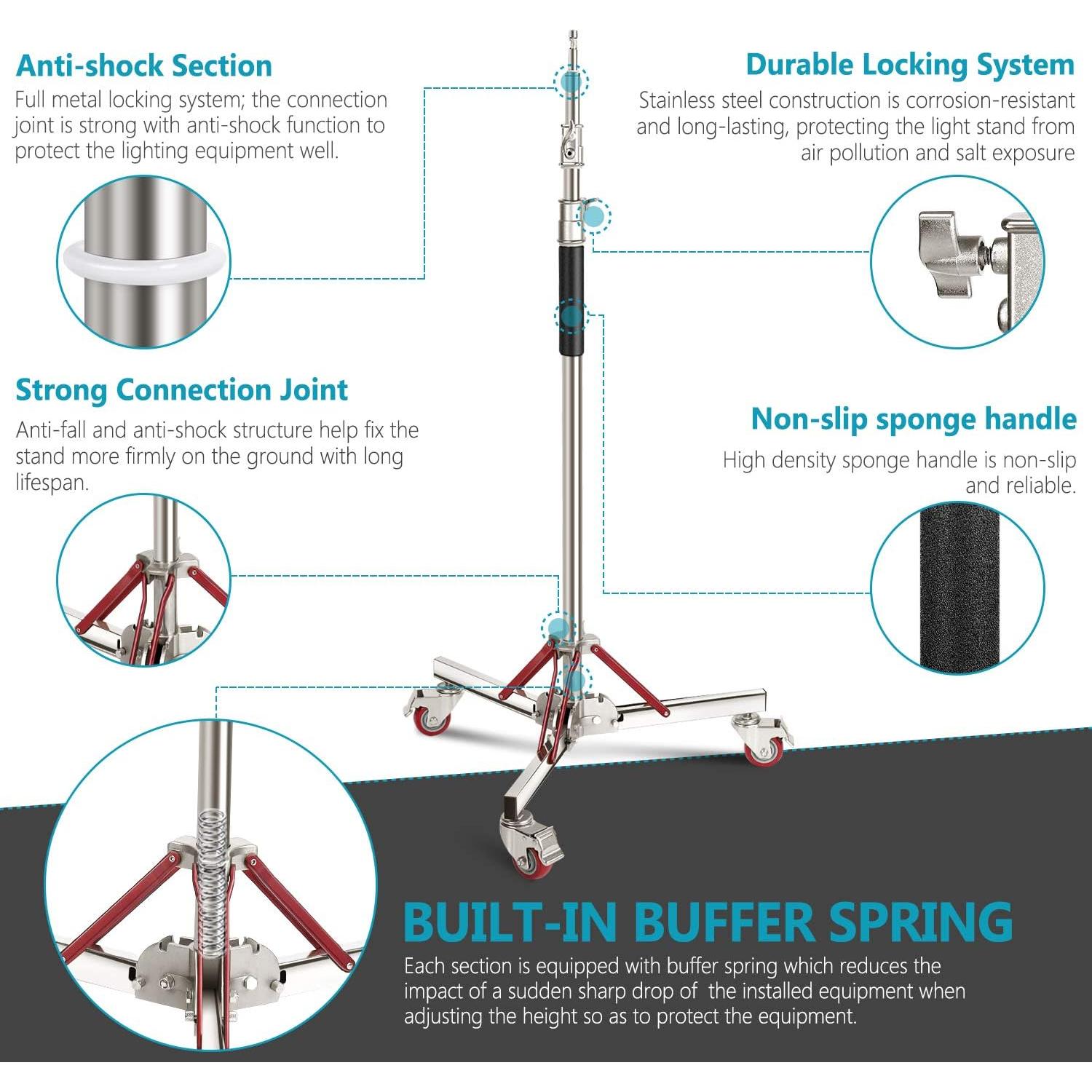 Soporte de Luz Neewer con Ruedas Ajustable 305cm 30kg