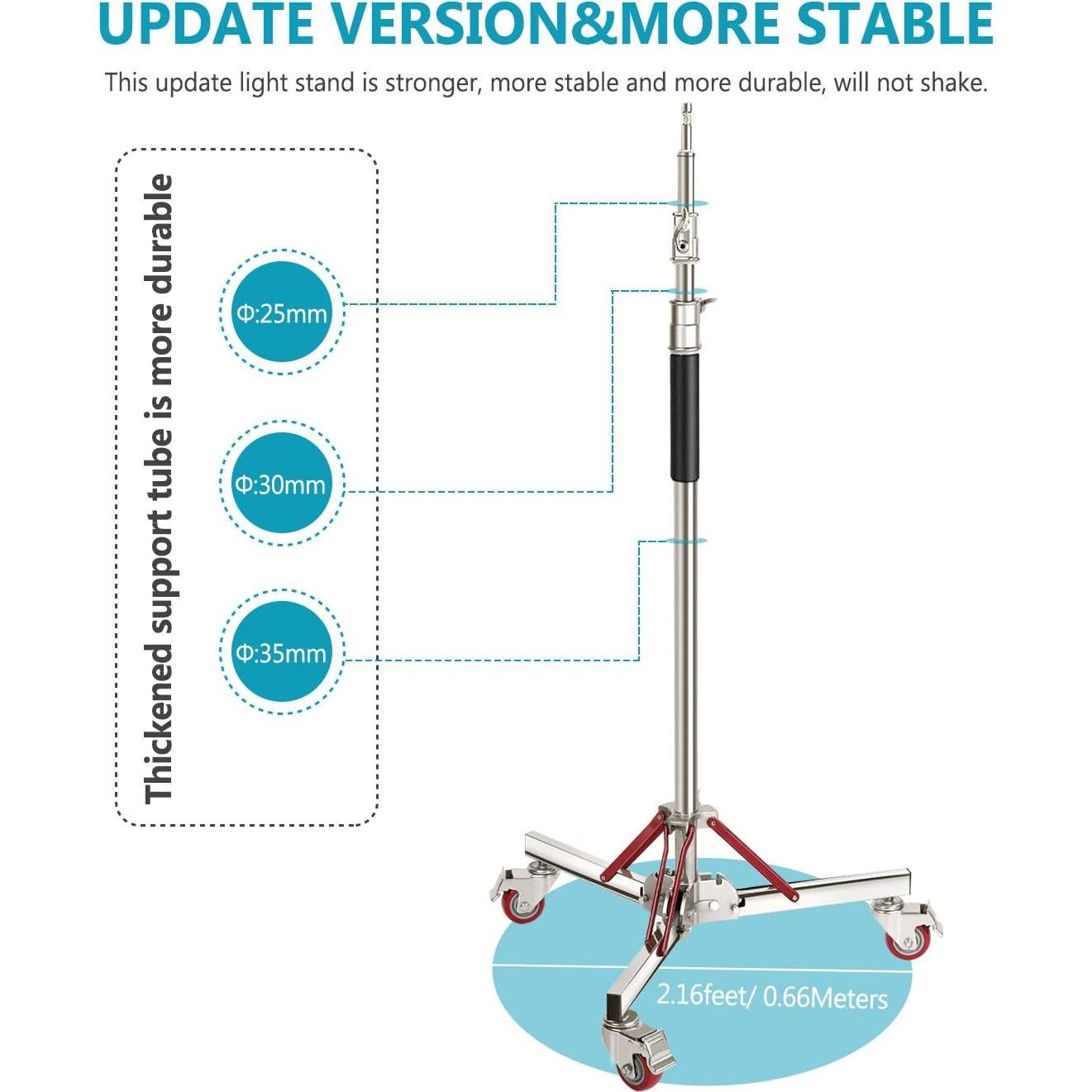 Soporte de Luz Neewer con Ruedas Ajustable 305cm 30kg
