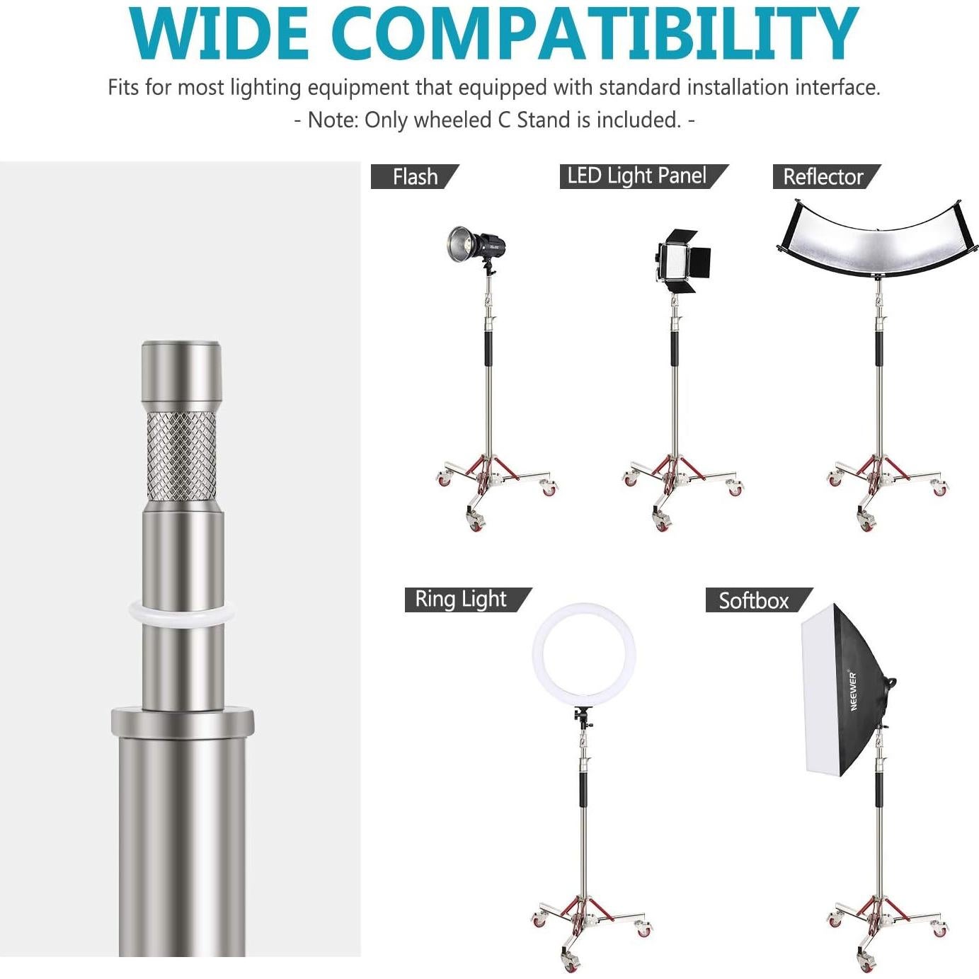 Soporte de Luz Neewer con Ruedas Ajustable 305cm 30kg