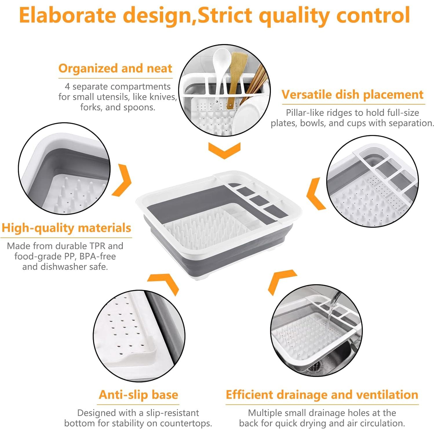 Escurridor de Platos Plegable Goderewild 36.6x30.9cm Gris