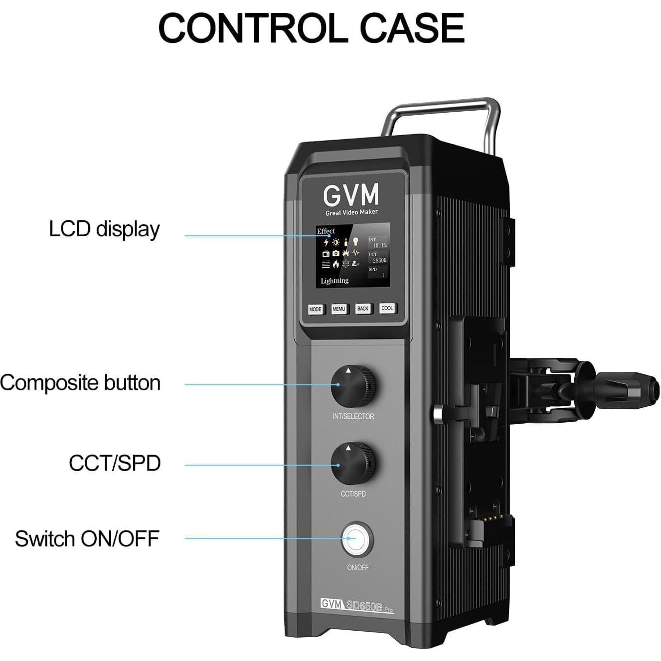 GVM Pro SD650B 650W Led Video Light, Studio Light with Bowen Mount, 81300lux/m Photography Lighting kit with 45° Standard Cover, Continuous Output Video Lighting with Controller, CRI 97+, 2700-6800K