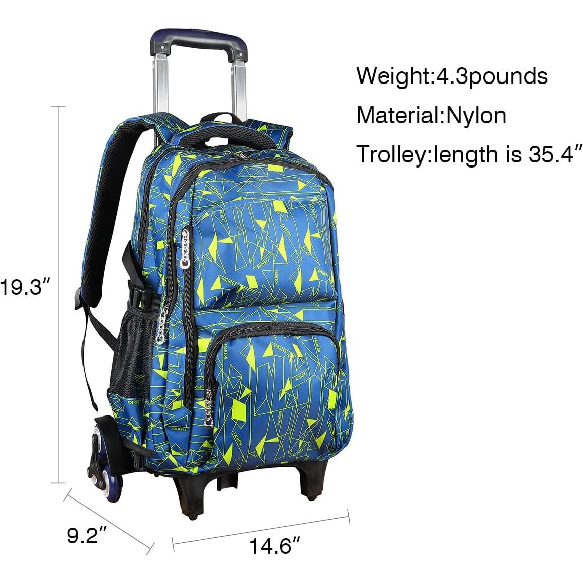 Mochila Rodante Escolar Trolley 6 Ruedas 89.92 cm Amarilla