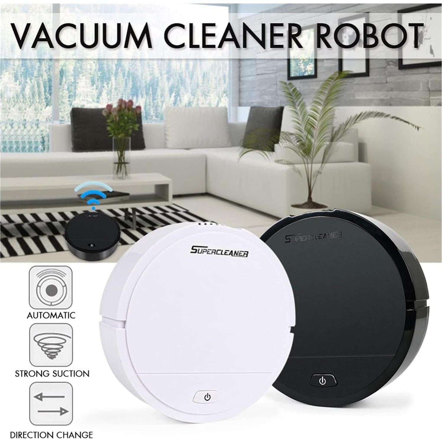 Automatic Smart Sweeping Robot Vacuum Cleaner Strong Suction Dry Wet Clean for Home Appliances Smart Sweeper (Color : Black) (White)