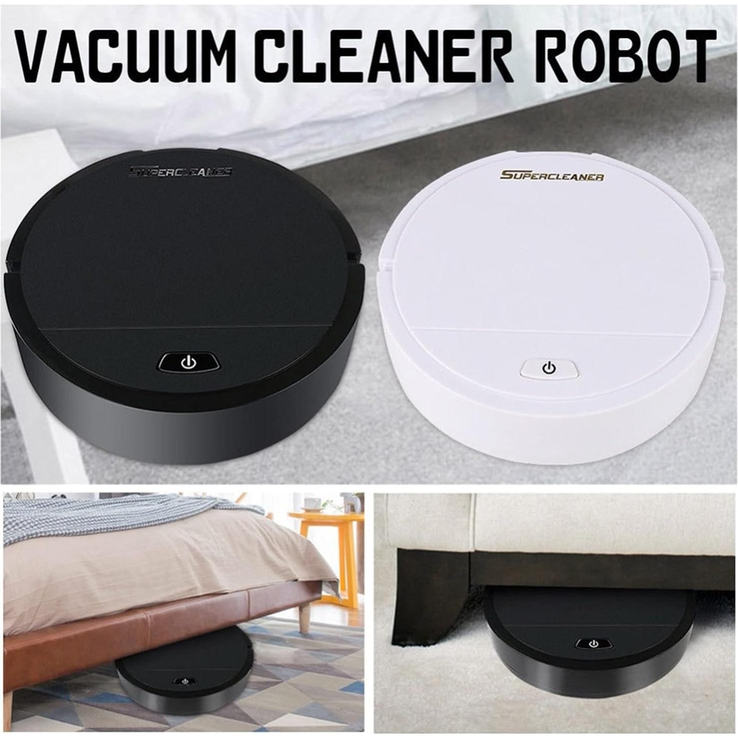 Automatic Smart Sweeping Robot Vacuum Cleaner Strong Suction Dry Wet Clean for Home Appliances Smart Sweeper (Color : Black) (White)