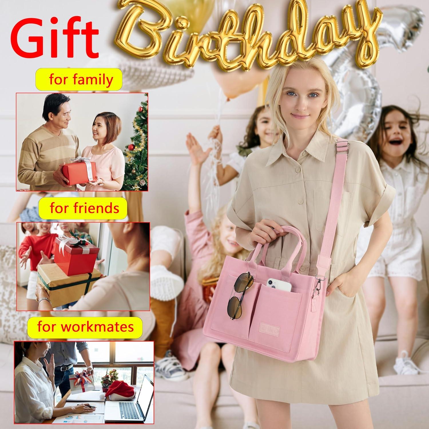 Bolsa Tote de Lona Rosa ZHMO 36x15x27cm Gran Capacidad