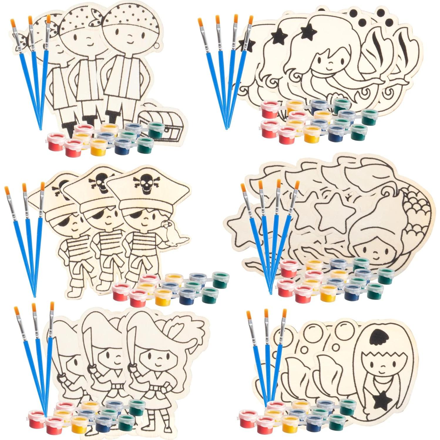 Kit de Pintura de Madera SCS Direct 24 Piezas Sirena y Pirata