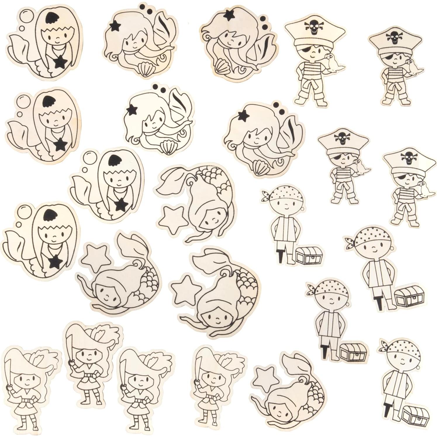 Kit de Pintura de Madera SCS Direct 24 Piezas Sirena y Pirata