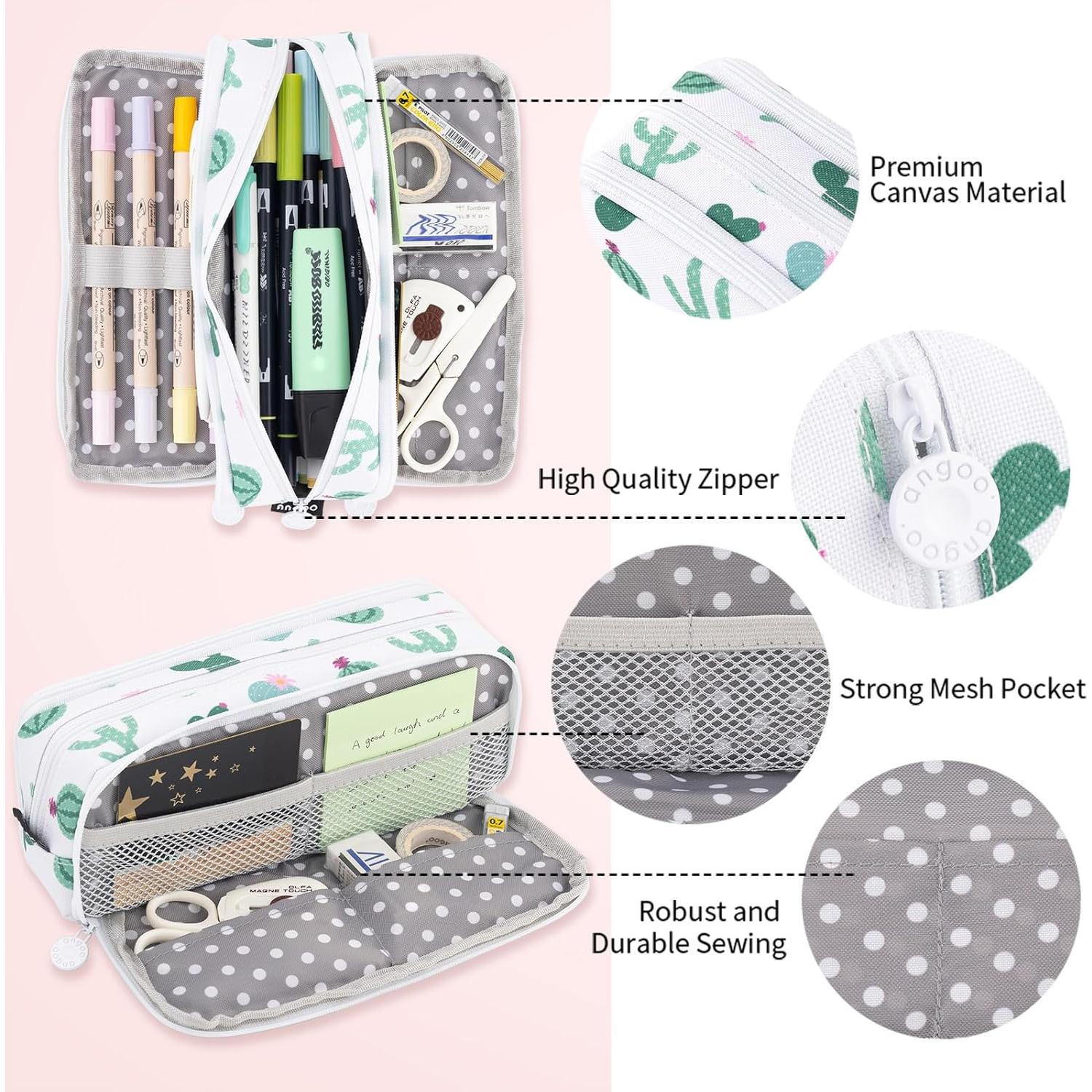 Estuche de Lápices Angoobaby Grande 3 Compartimentos Verde