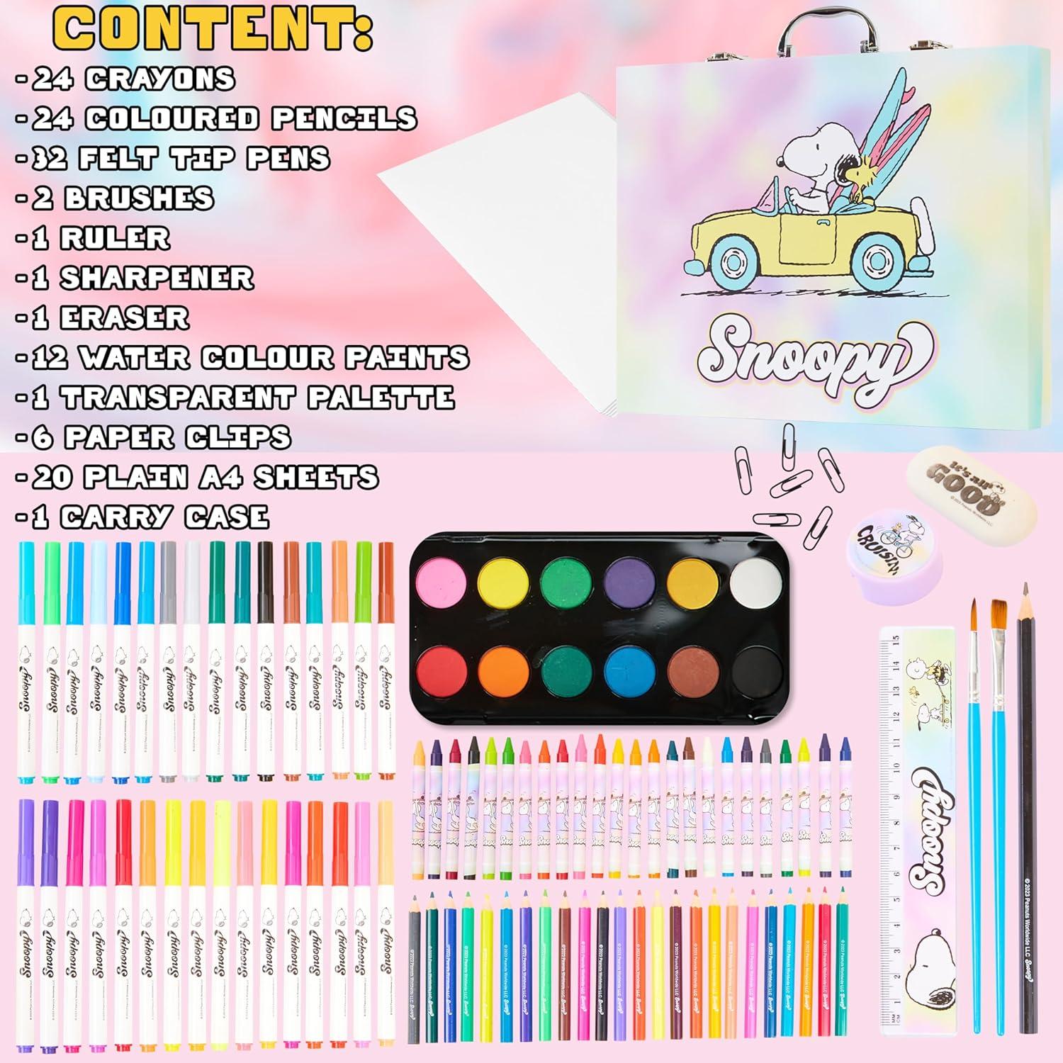 Kit de Dibujo Snoopy Peanuts 150 Piezas para Niños