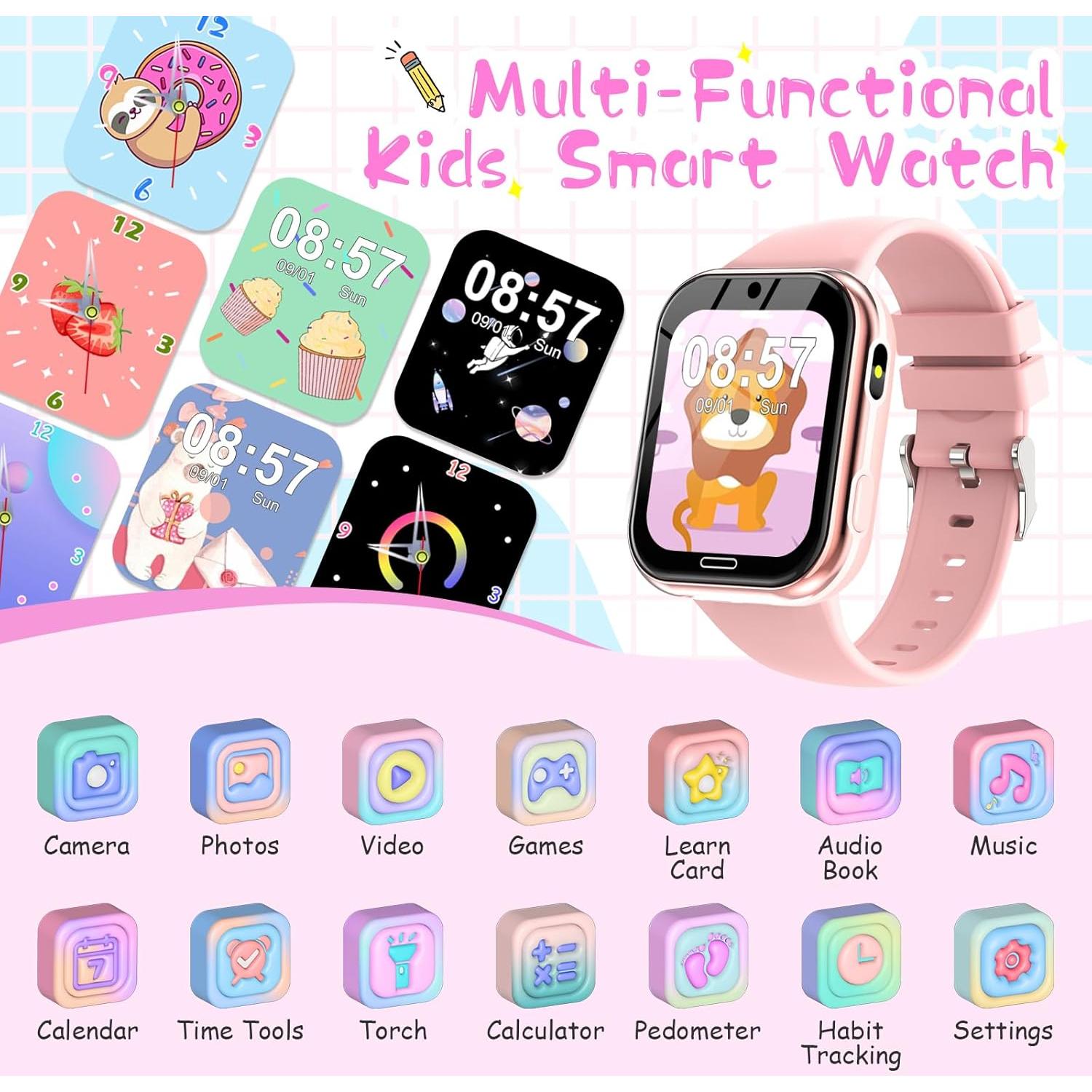 Reloj Inteligente Lurkir X53 Rosa con Juegos y Cámara