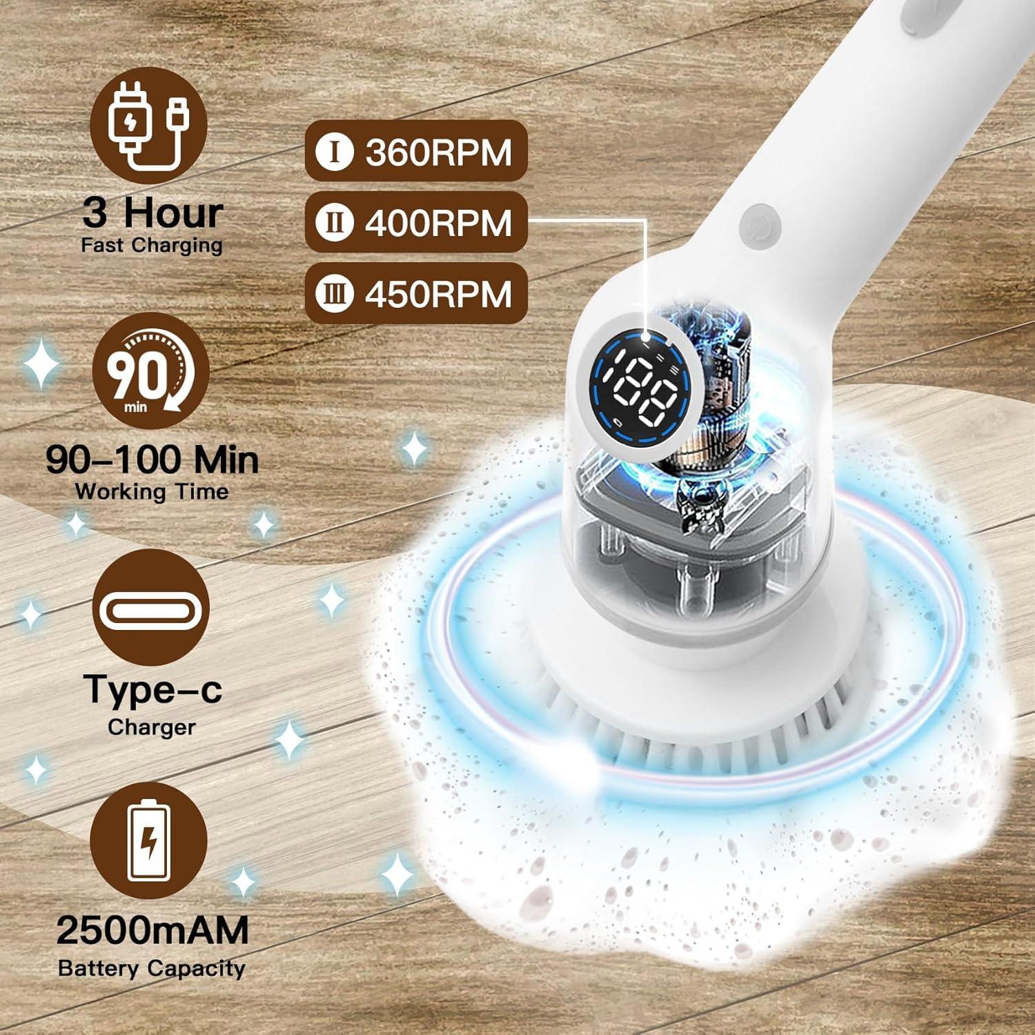 Cepillo de limpieza eléctrico Clelifove con 8 cabezales y 3 velocidades