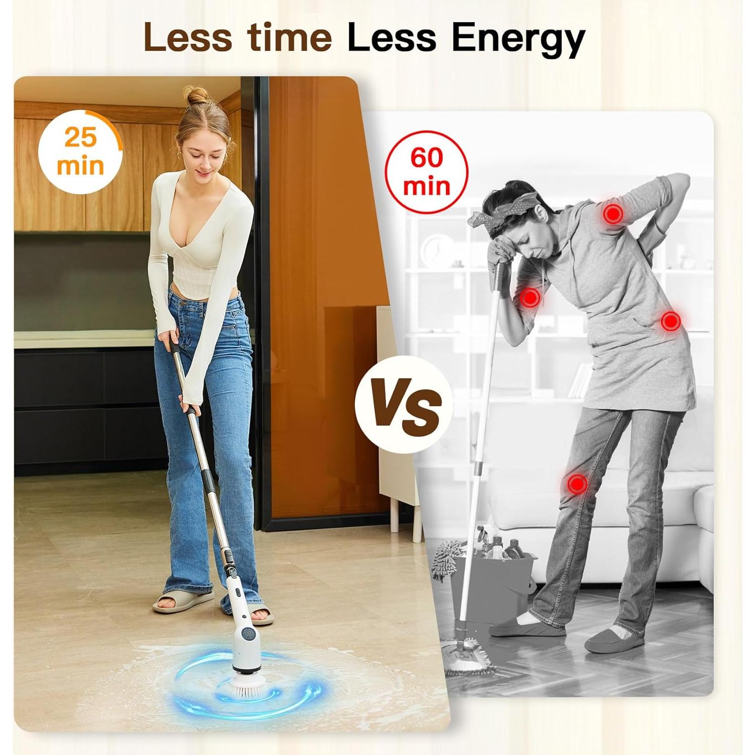 Cepillo de limpieza eléctrico Clelifove con 8 cabezales y 3 velocidades