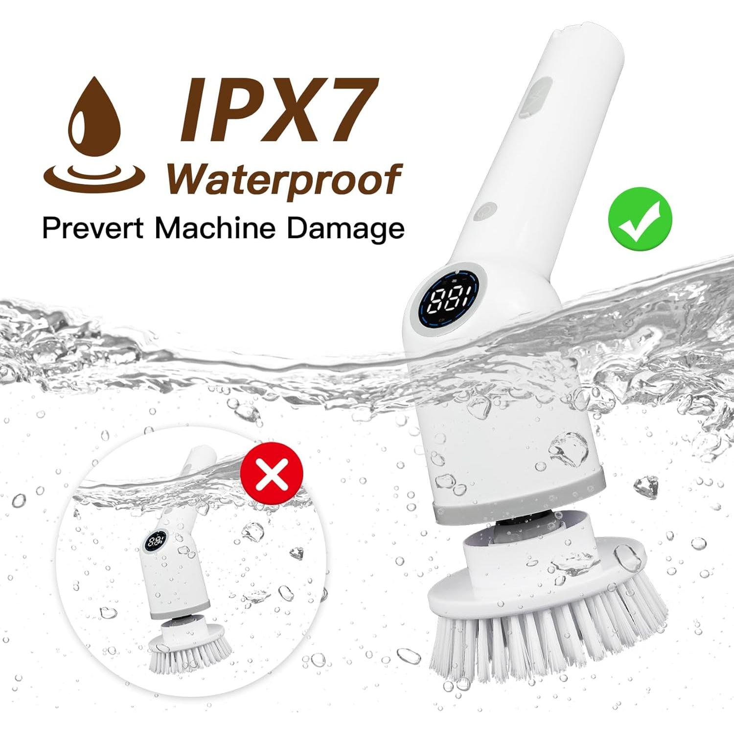 Cepillo de limpieza eléctrico Clelifove con 8 cabezales y 3 velocidades