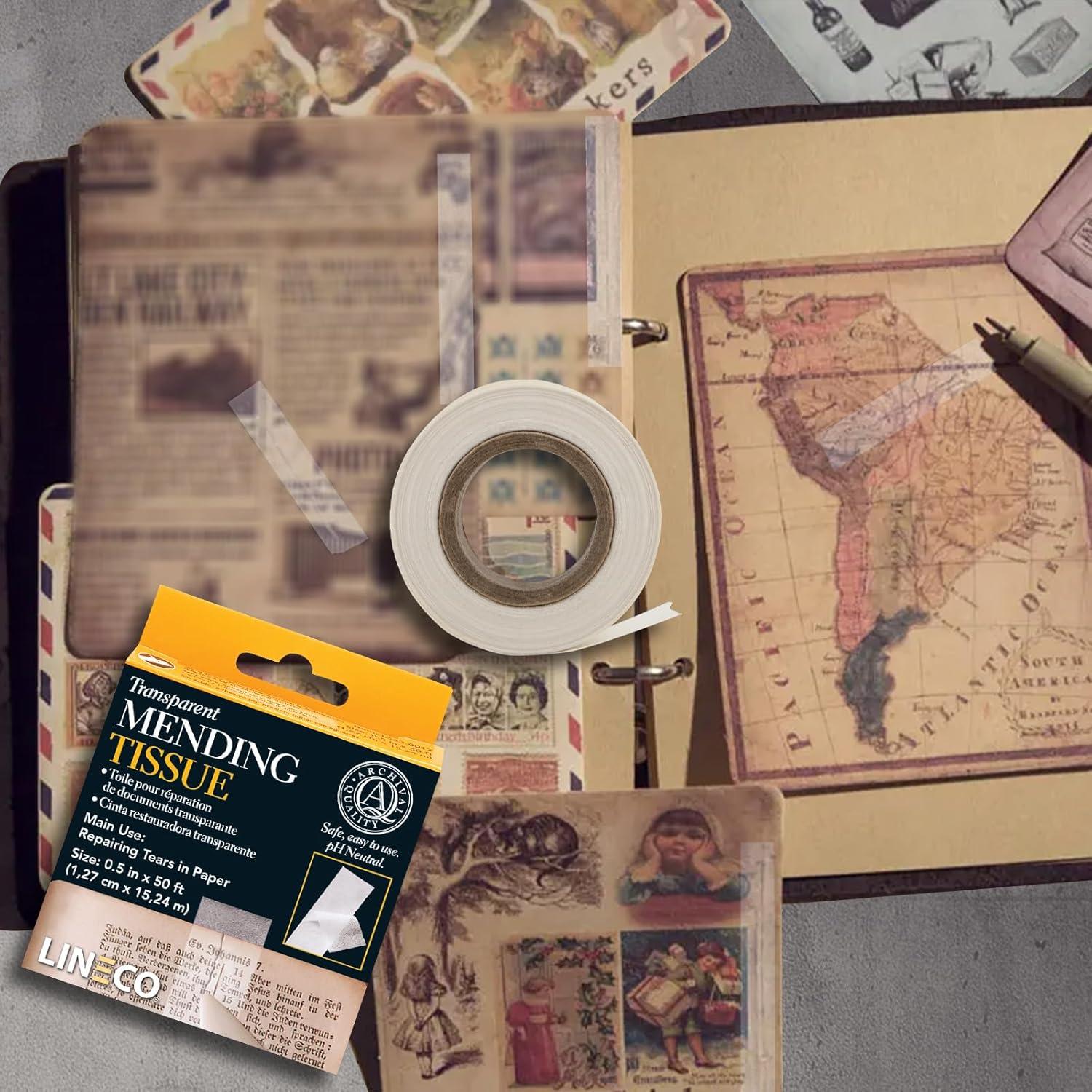 Cinta de Reparación Documentos Lineco 1.27cm x 15.24m Transparente