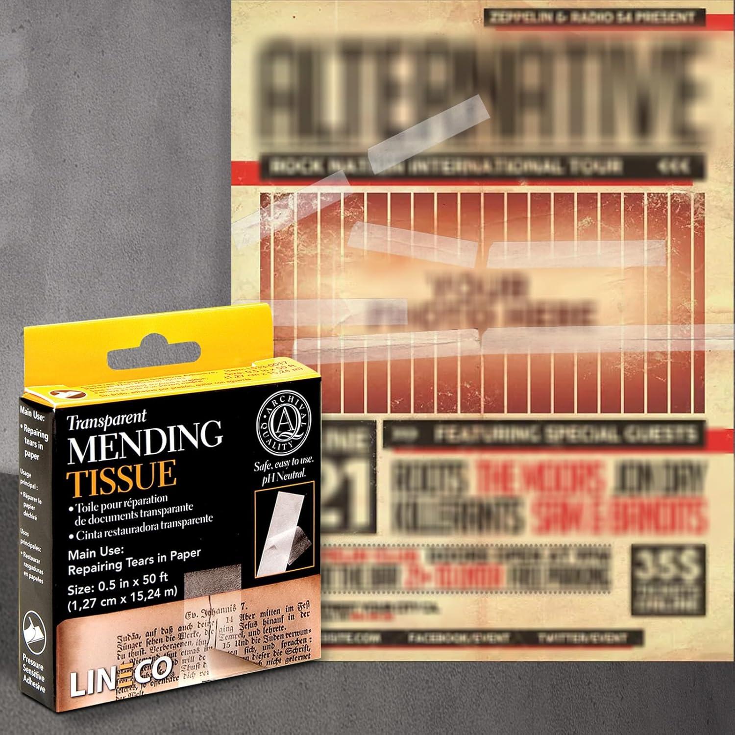 Cinta de Reparación Documentos Lineco 1.27cm x 15.24m Transparente