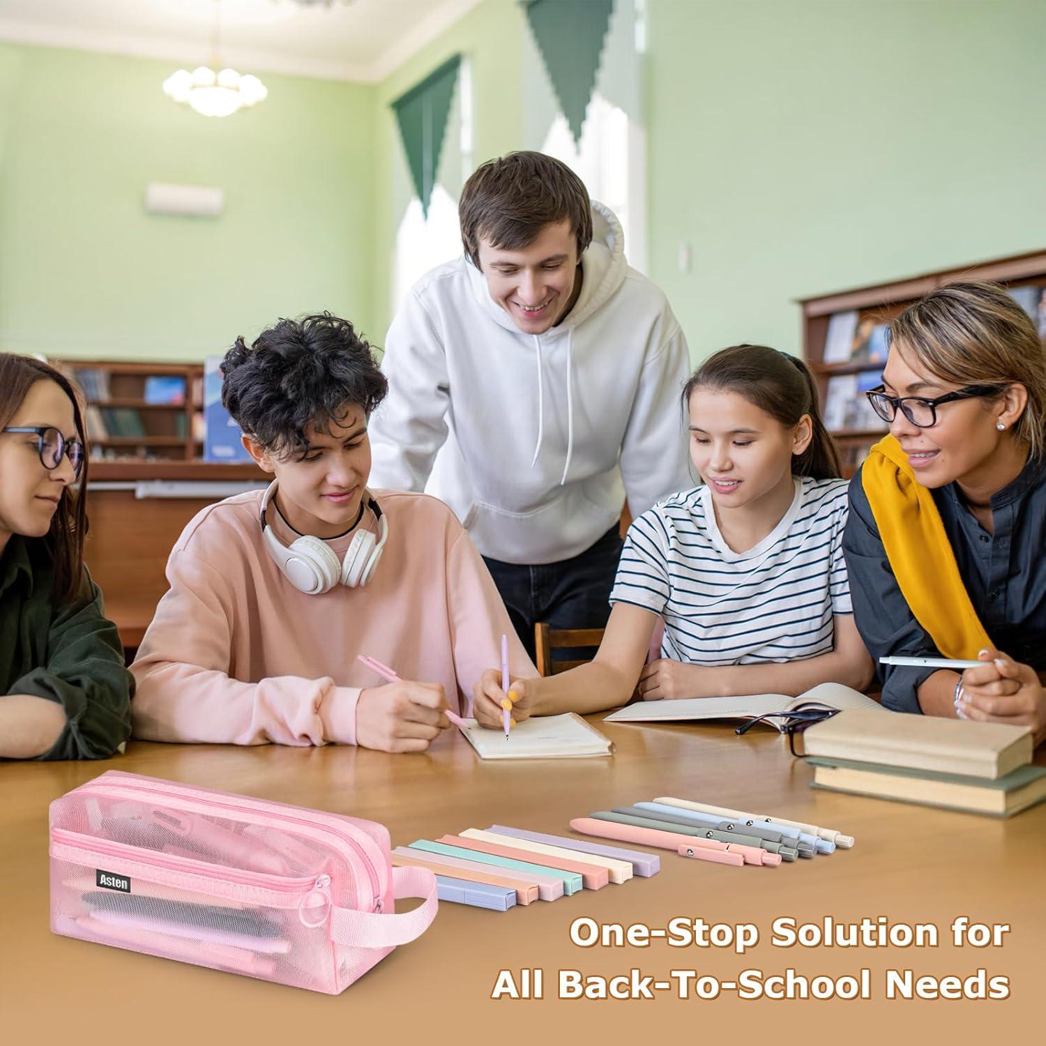 Kit de Suministros Escolares Asten 35 Pcs Rosa