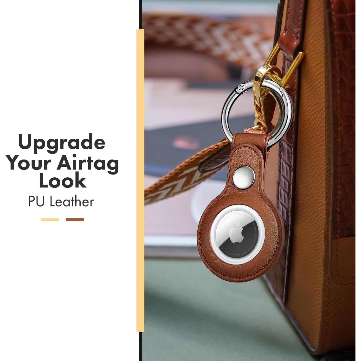 Llavero de cuero para Airtag HOMEQUE - 2 unidades Marrón y Dorado